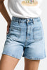 Kadın Snow Kot 4s6-32 Mom Fit Önden Cepli Denim Şort