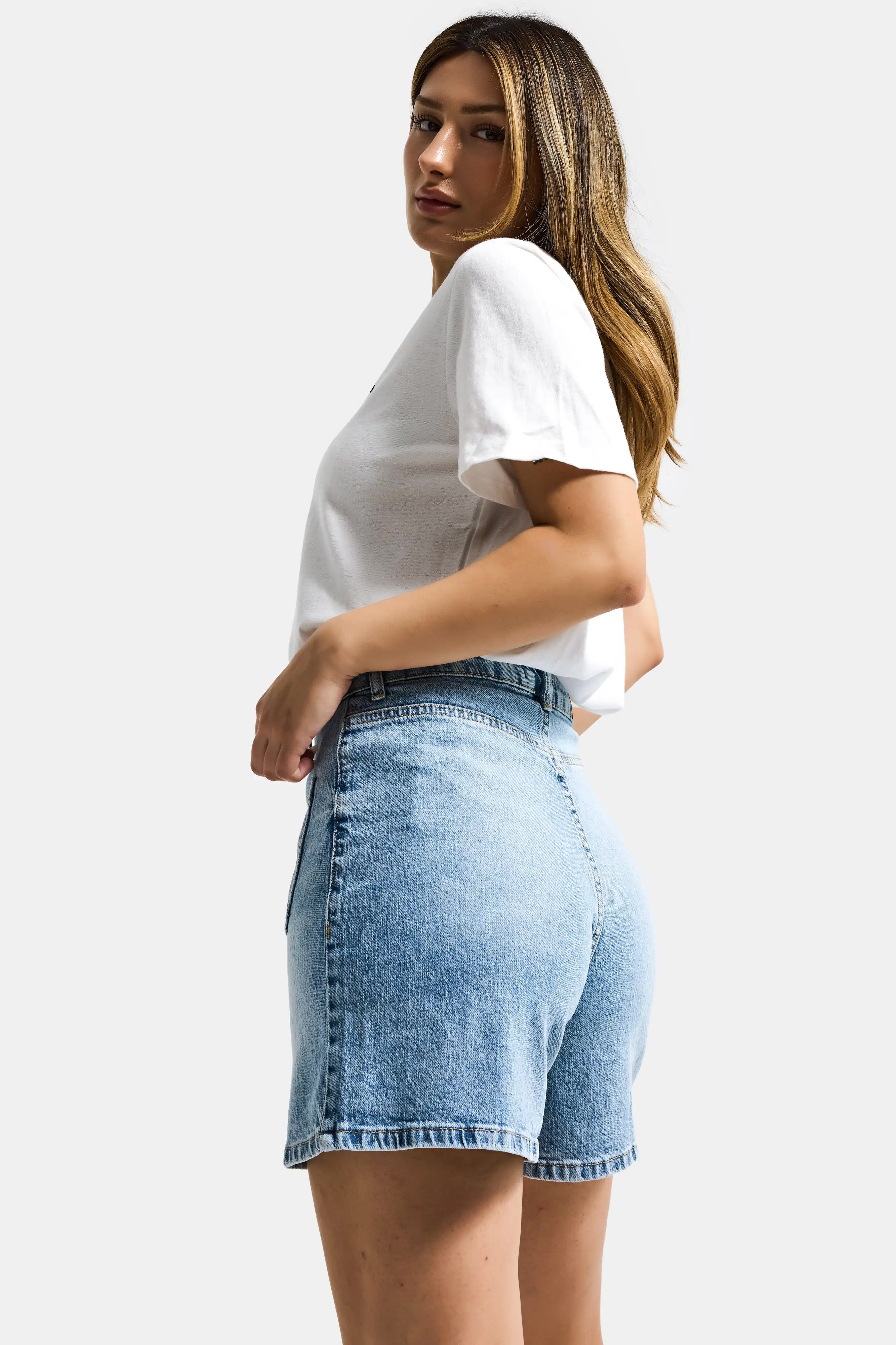 Kadın Snow Kot 4s6-32 Mom Fit Önden Cepli Denim Şort