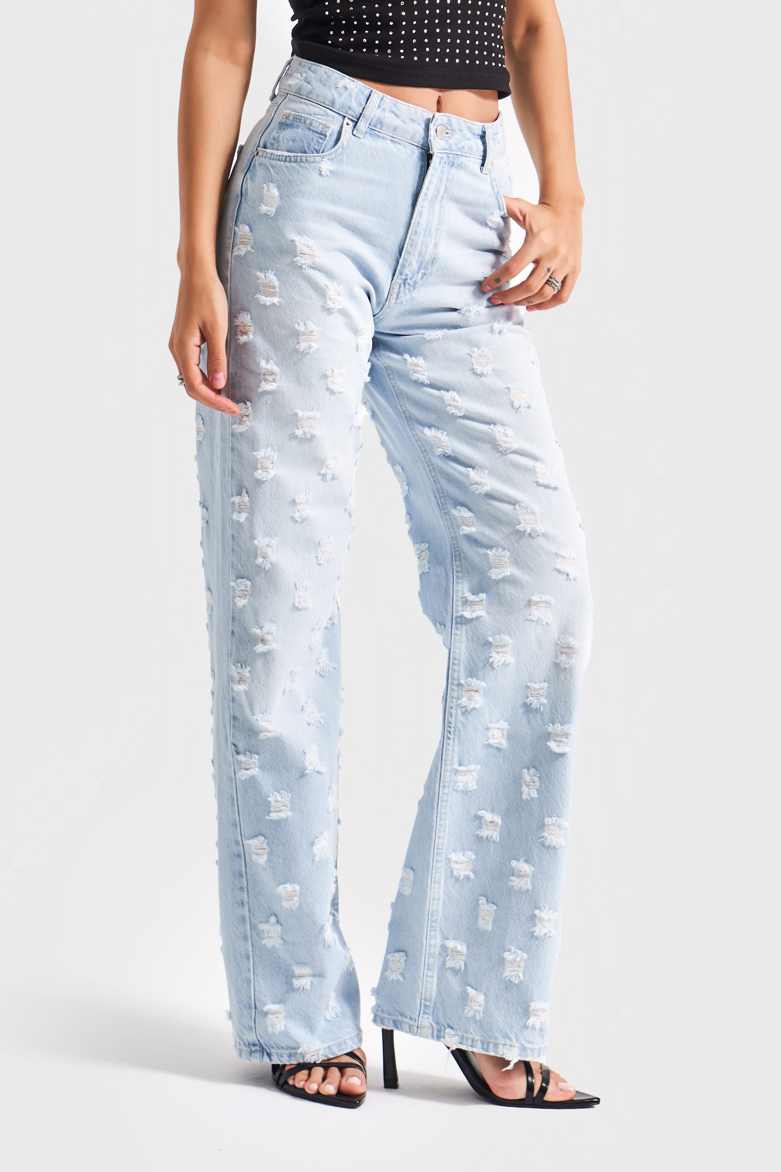 Kadın Snow Kot Rengi 10s5-100 Kumaş Özellikli Straight Fit %100 Koton Tasarım Denim Jean