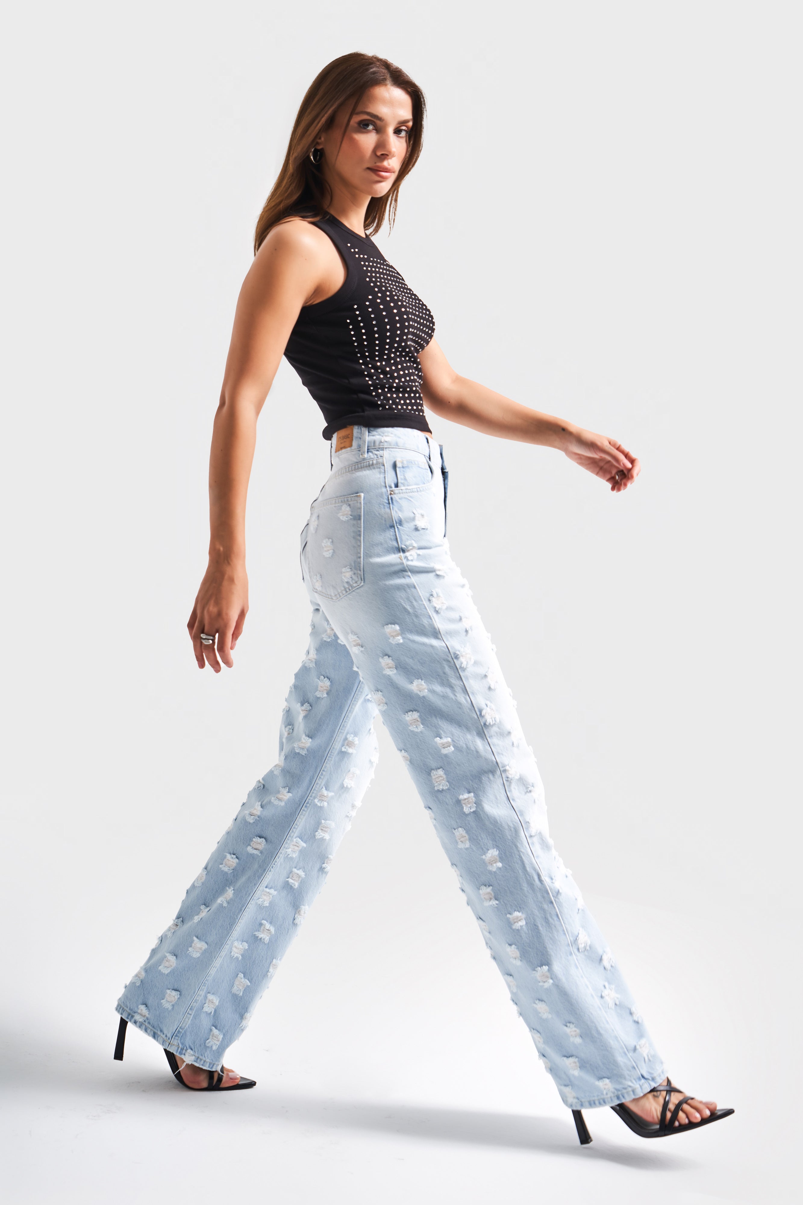 Kadın Snow Kot Rengi 10s5-100 Kumaş Özellikli Straight Fit %100 Koton Tasarım Denim Jean