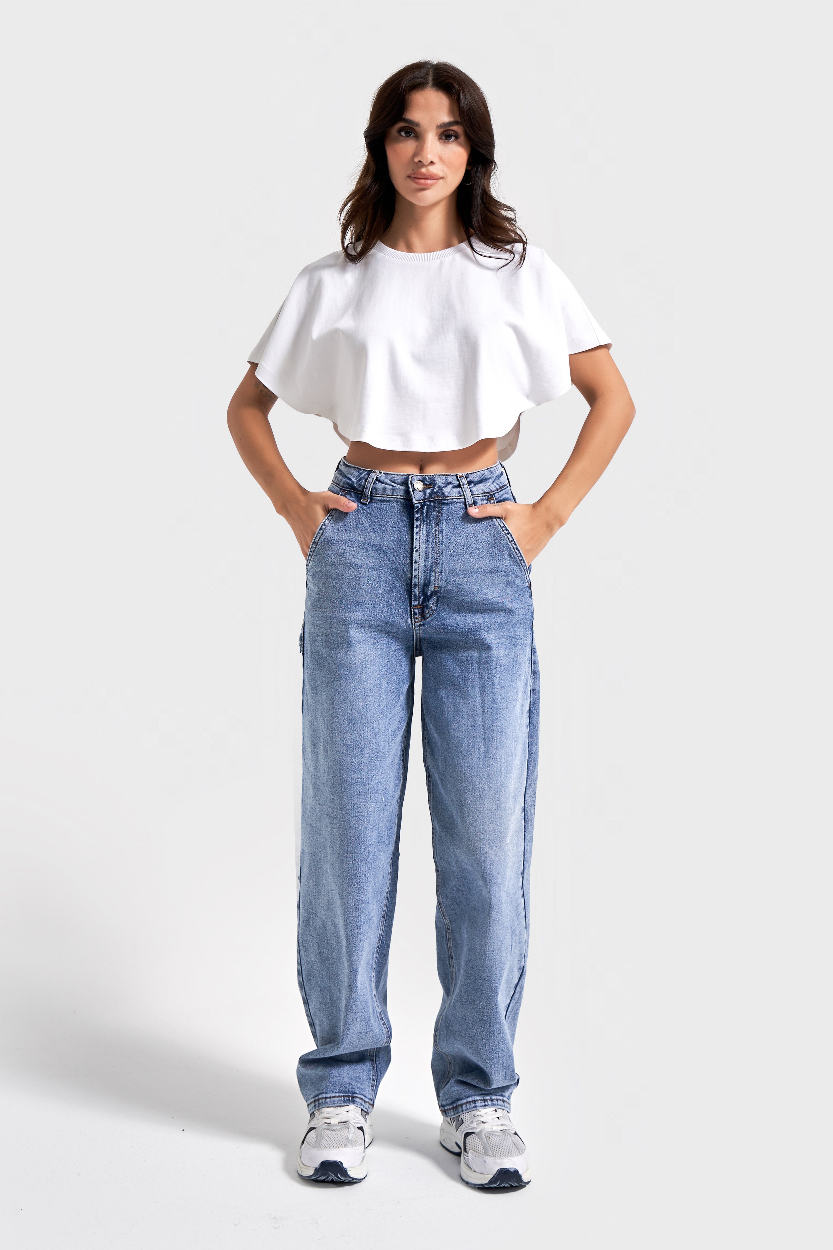 Kadın Snow Kot Rengi 4s6-27 Skater Fit Esnek Kumaş Denim Jean