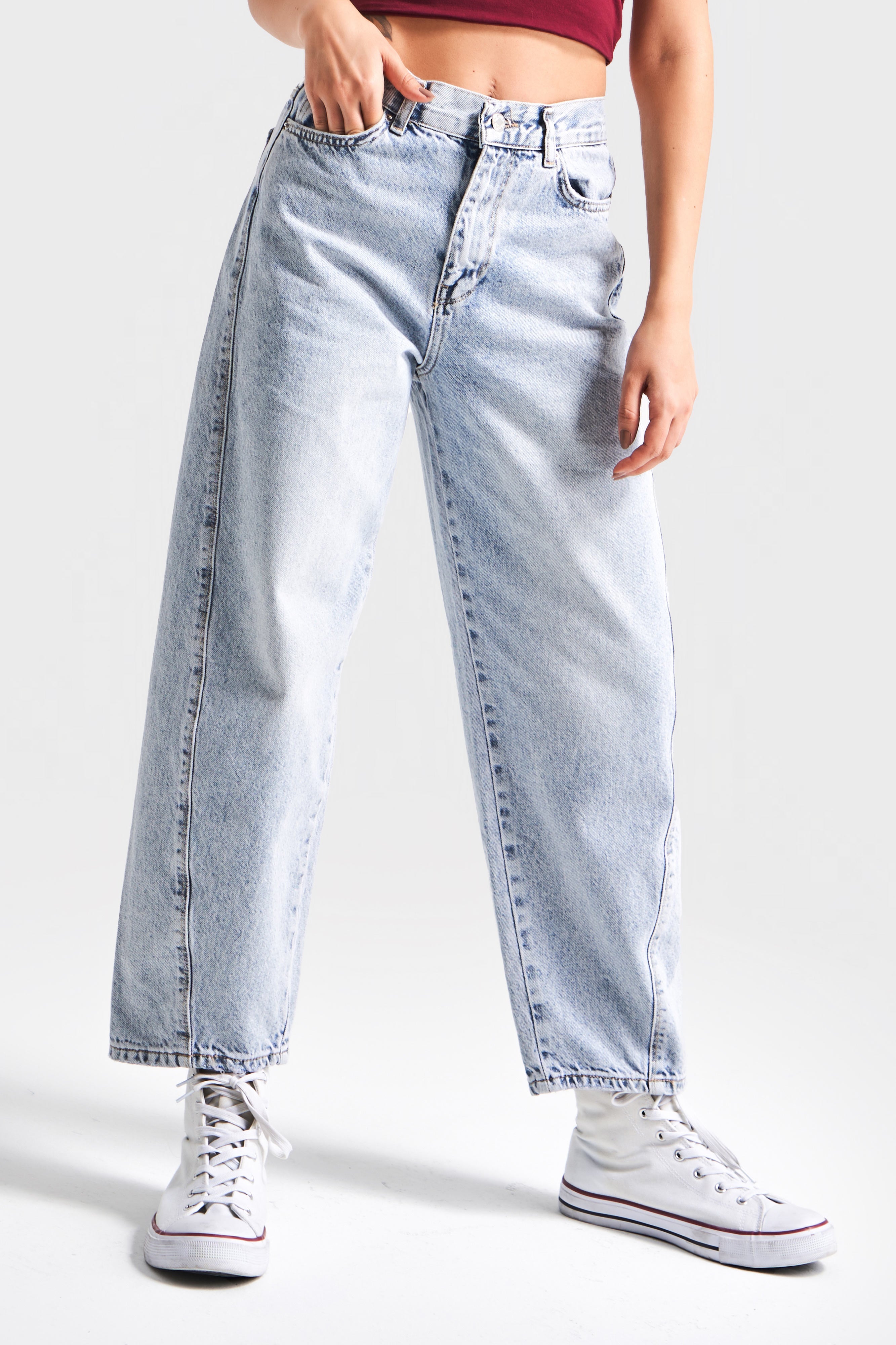 Women's Snow Jeans Color Carrot Fit Relaxed Fit High Waist Denim