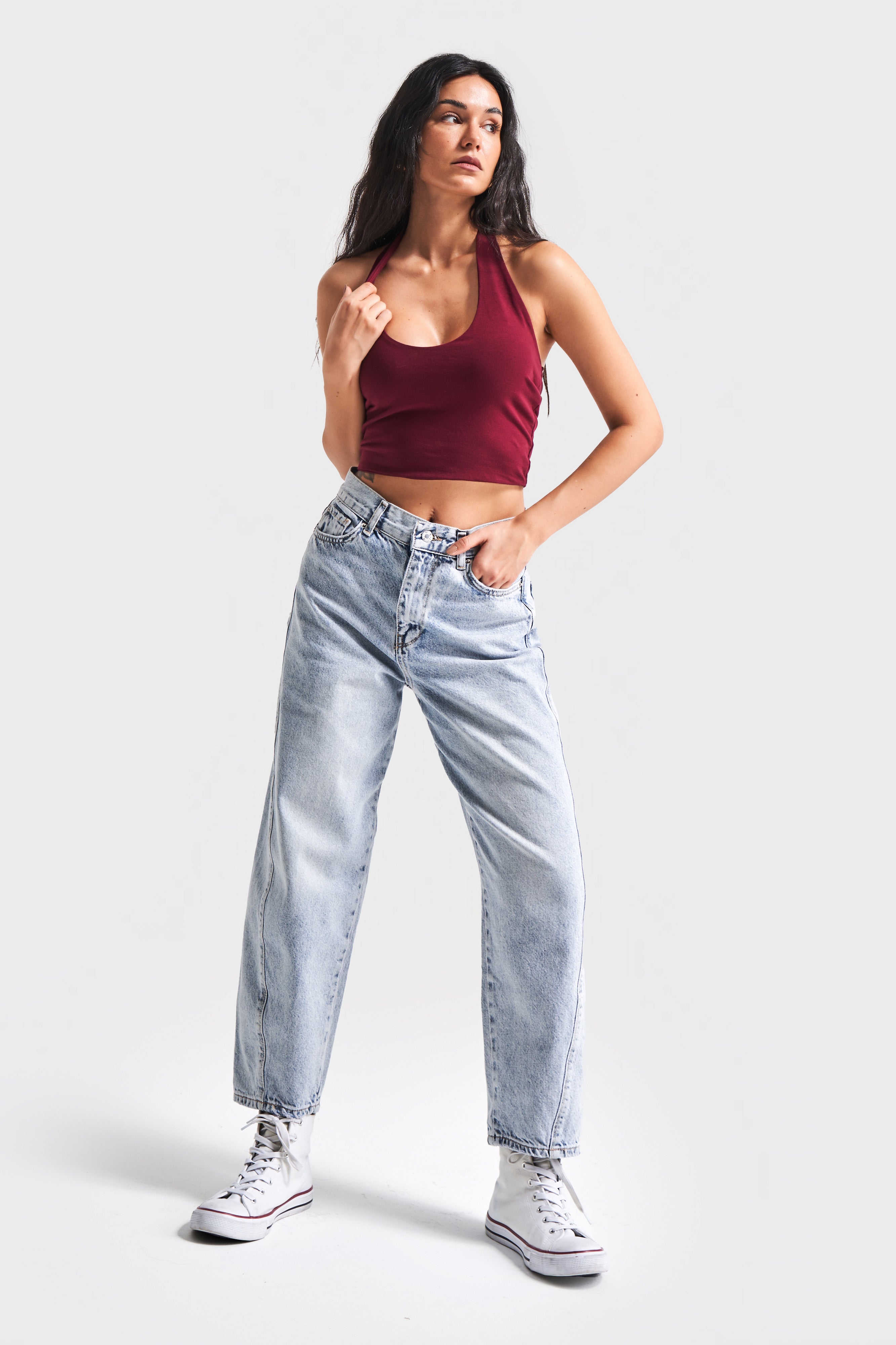 Women's Snow Jeans Color Carrot Fit Relaxed Fit High Waist Denim