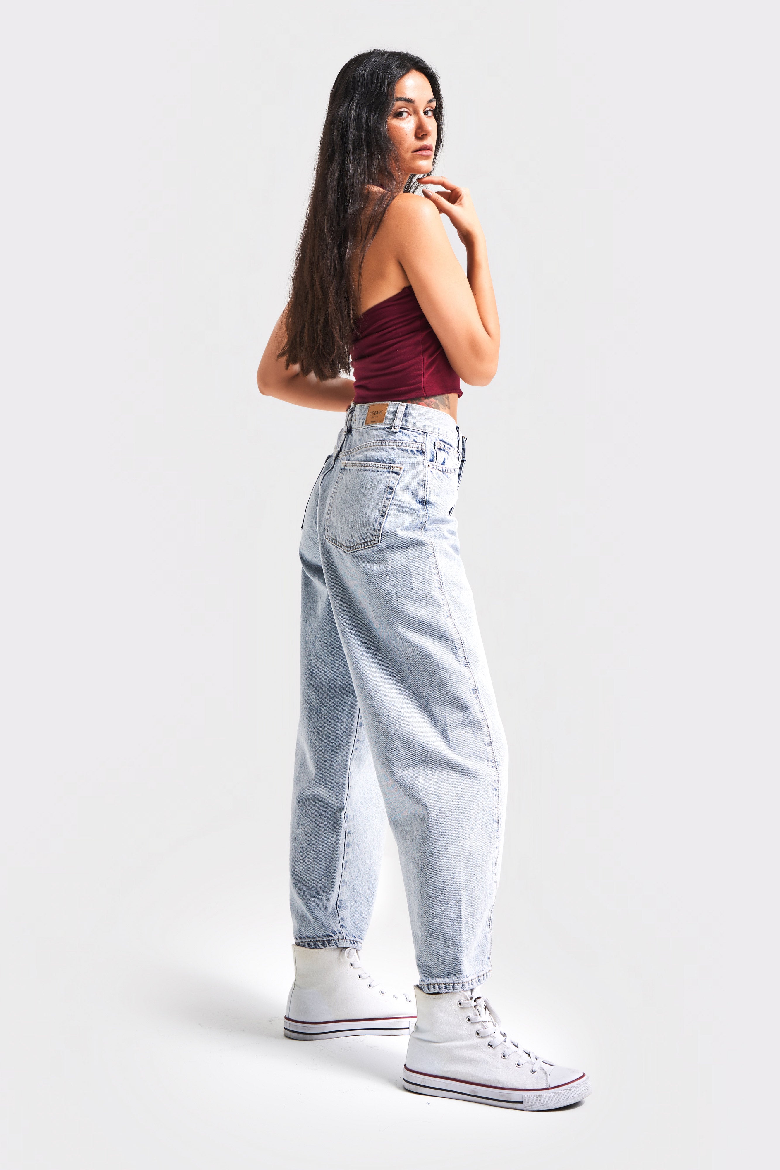 Women's Snow Jeans Color Carrot Fit Relaxed Fit High Waist Denim
