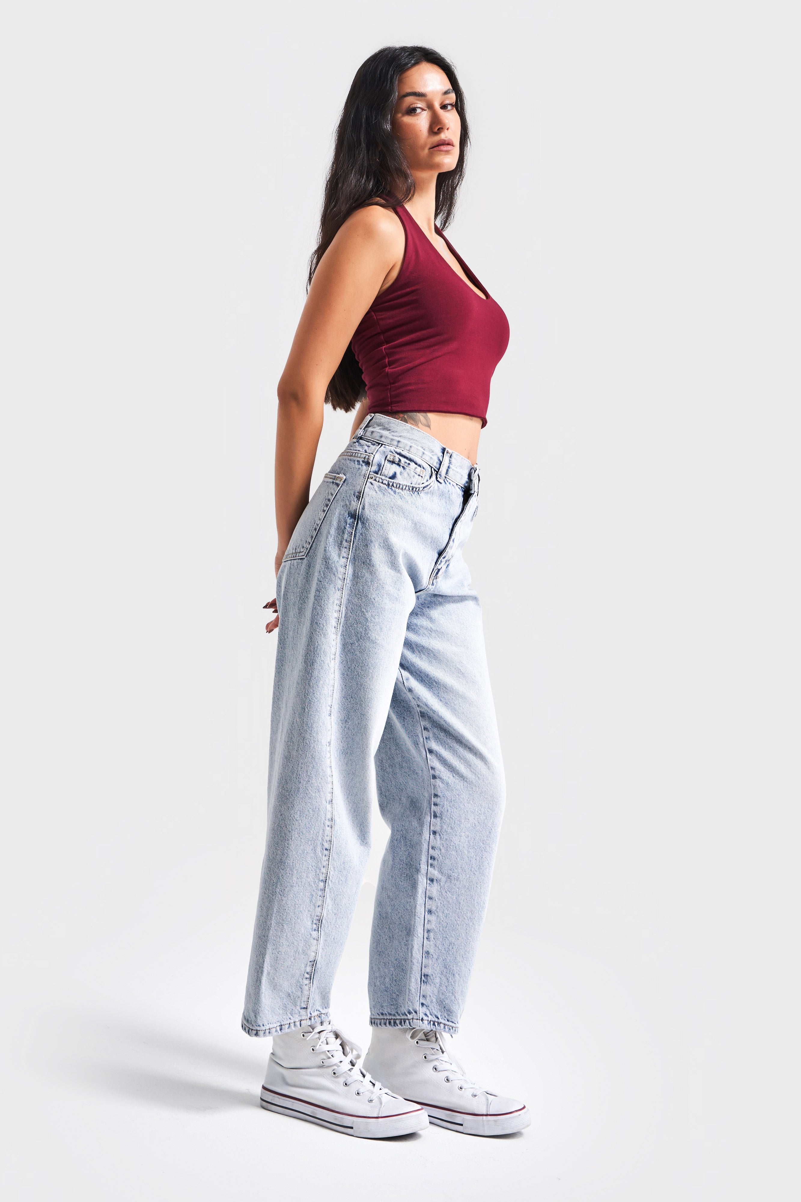 Women's Snow Jeans Color Carrot Fit Relaxed Fit High Waist Denim