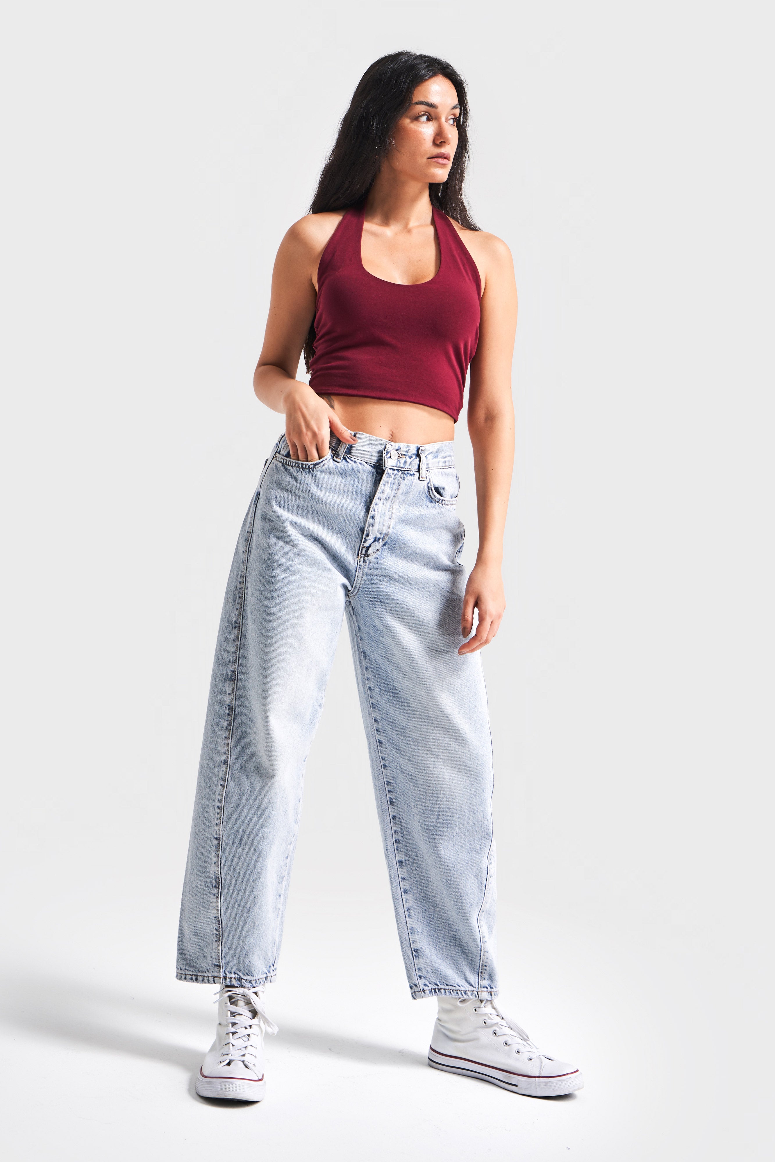 Women's Snow Jeans Color Carrot Fit Relaxed Fit High Waist Denim