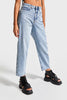 Kadın Snow Kot Rengi Lazer Detaylı Relax Fit %100 Koton Denim Jean