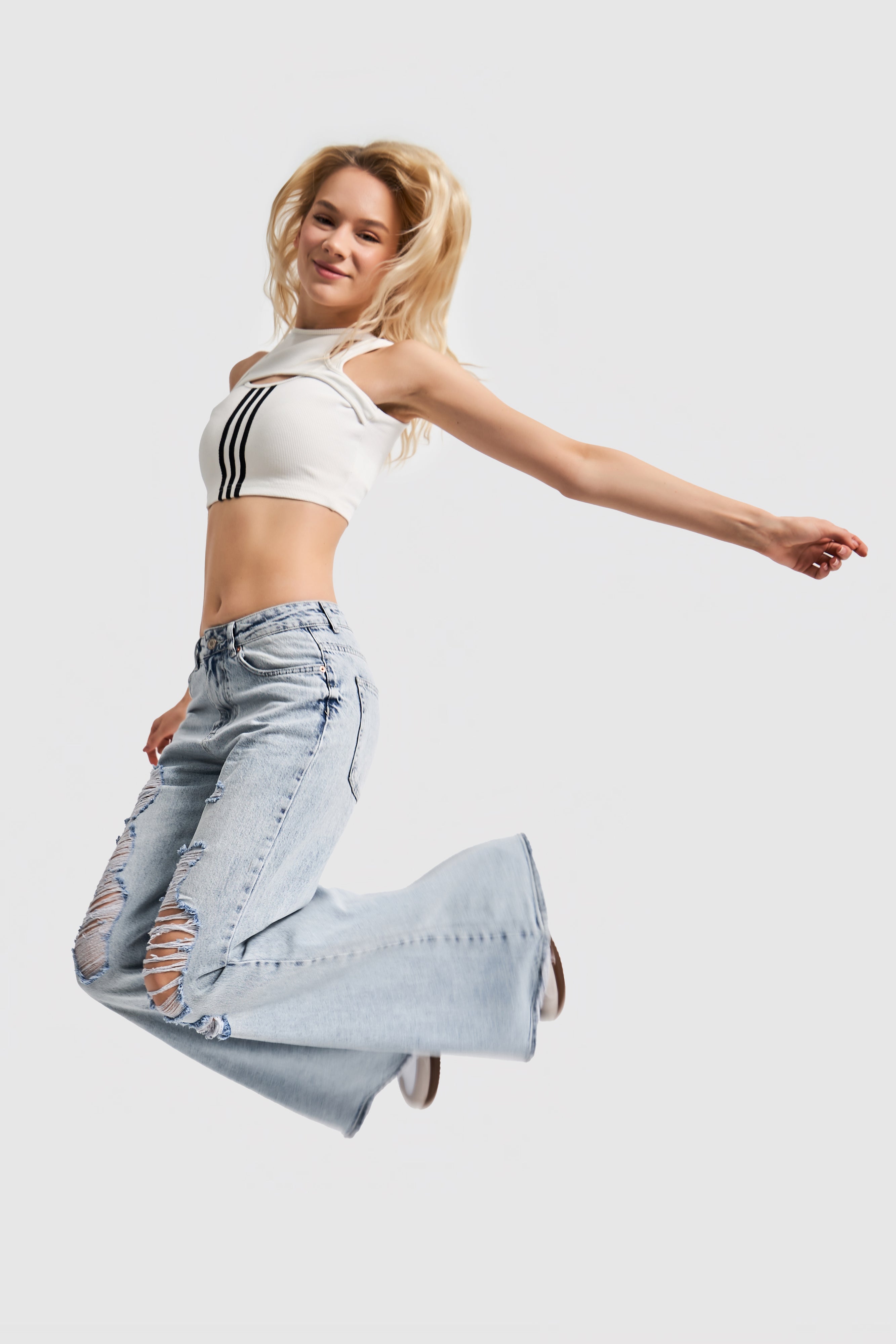 Women's Snow Jeans Color Loose Flare Fit Mid Waist Denim Pants