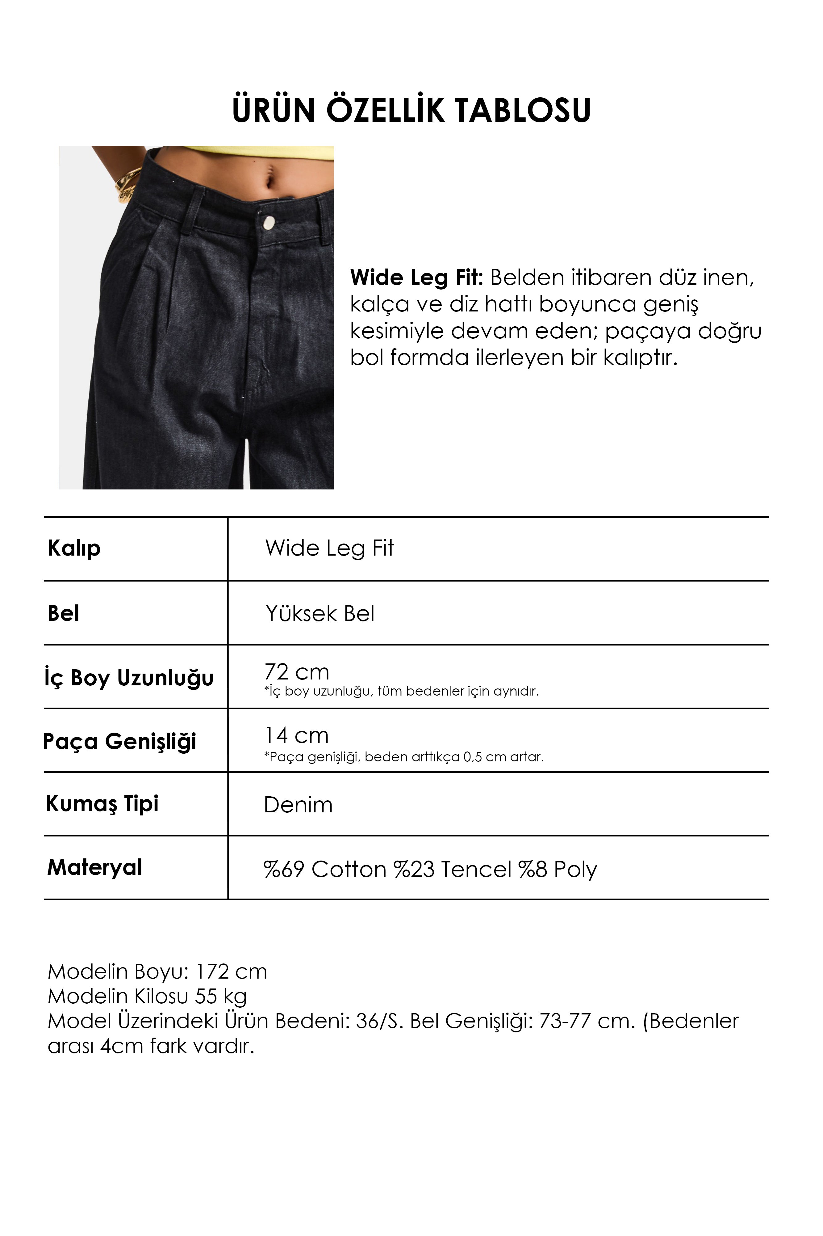 Kadın Su Yıkama Siyah 7s6-51 Jogger Fit Paça Detaylı Özel Tasarım Denim Jean