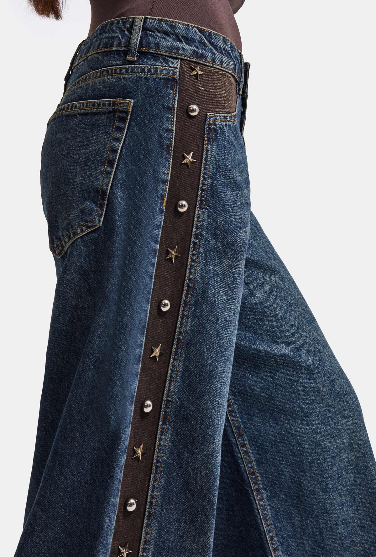 Kadın T-2w6-8 Süper Baggy Aksesuar Detaylı Özel Tasarım Denim Jean