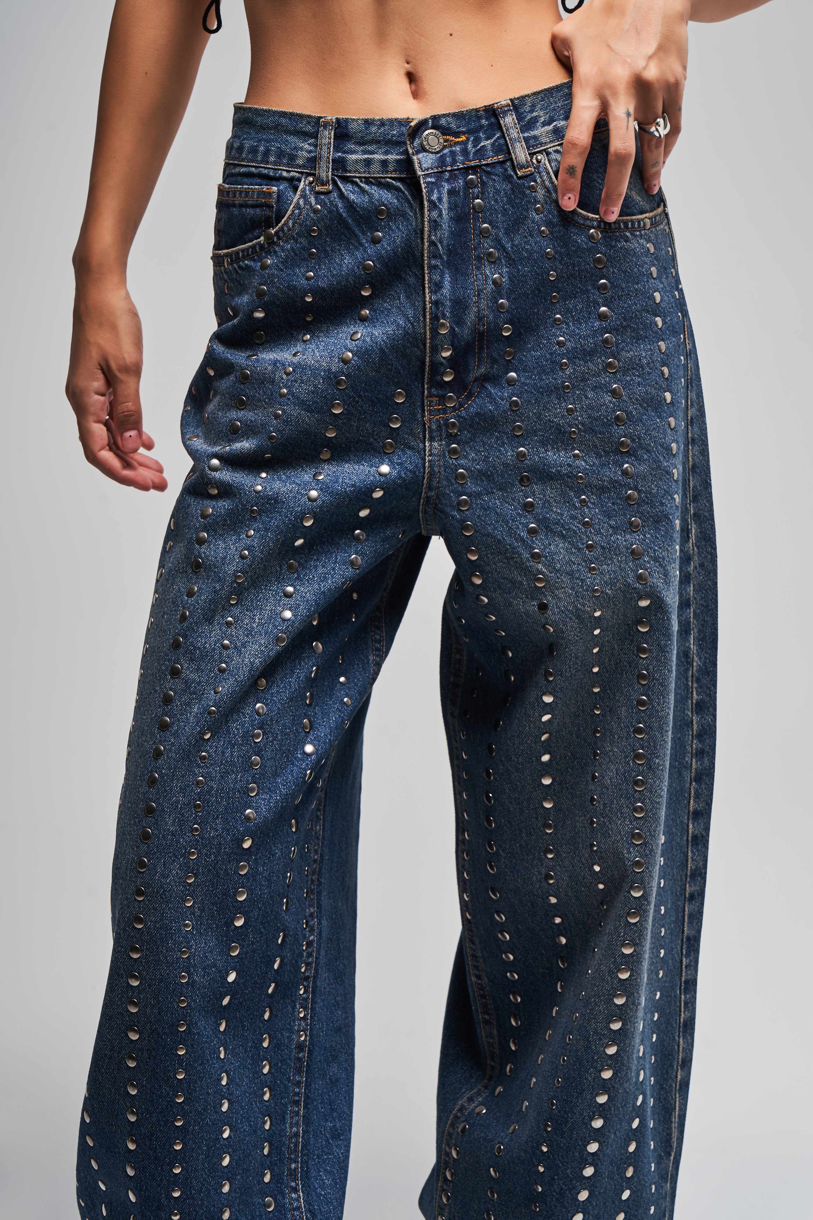 Women's T.Jeans 2w48 Color Stone Detailed Skater Fit Design Denim