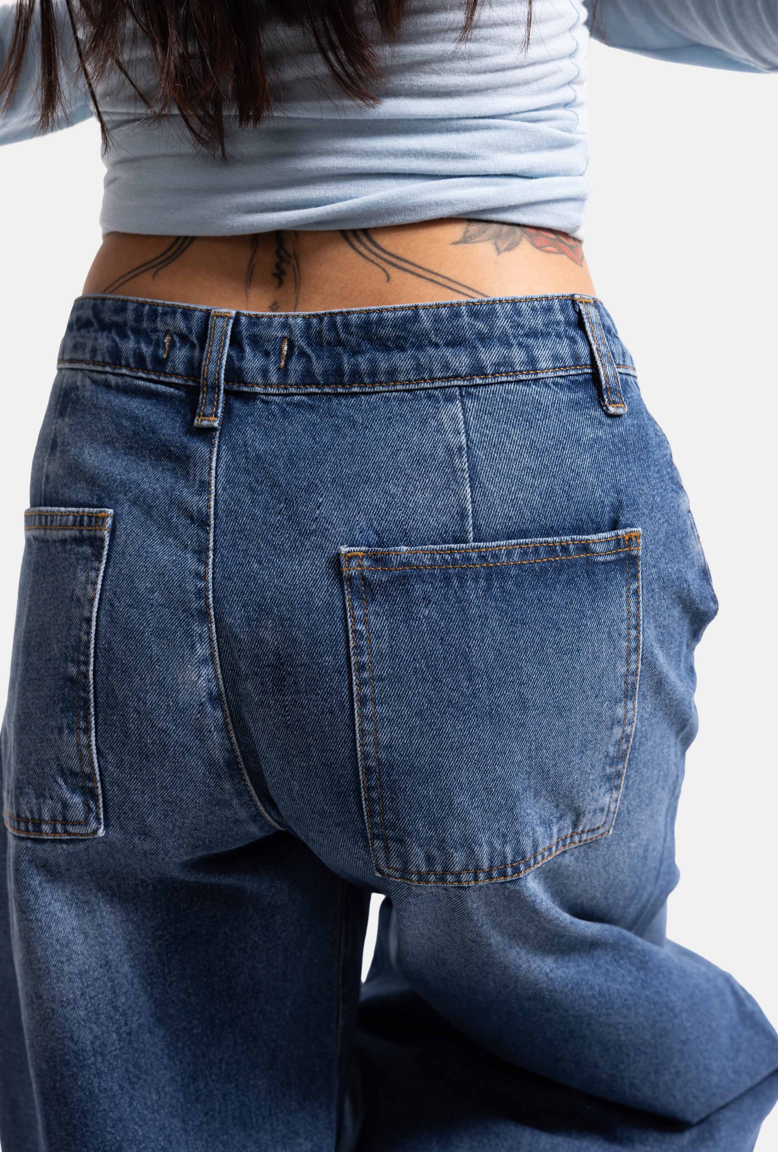 Kadın Koyu Kot 4s6-5 Mega Balon Fit %100 Koton T45 Denim Jean