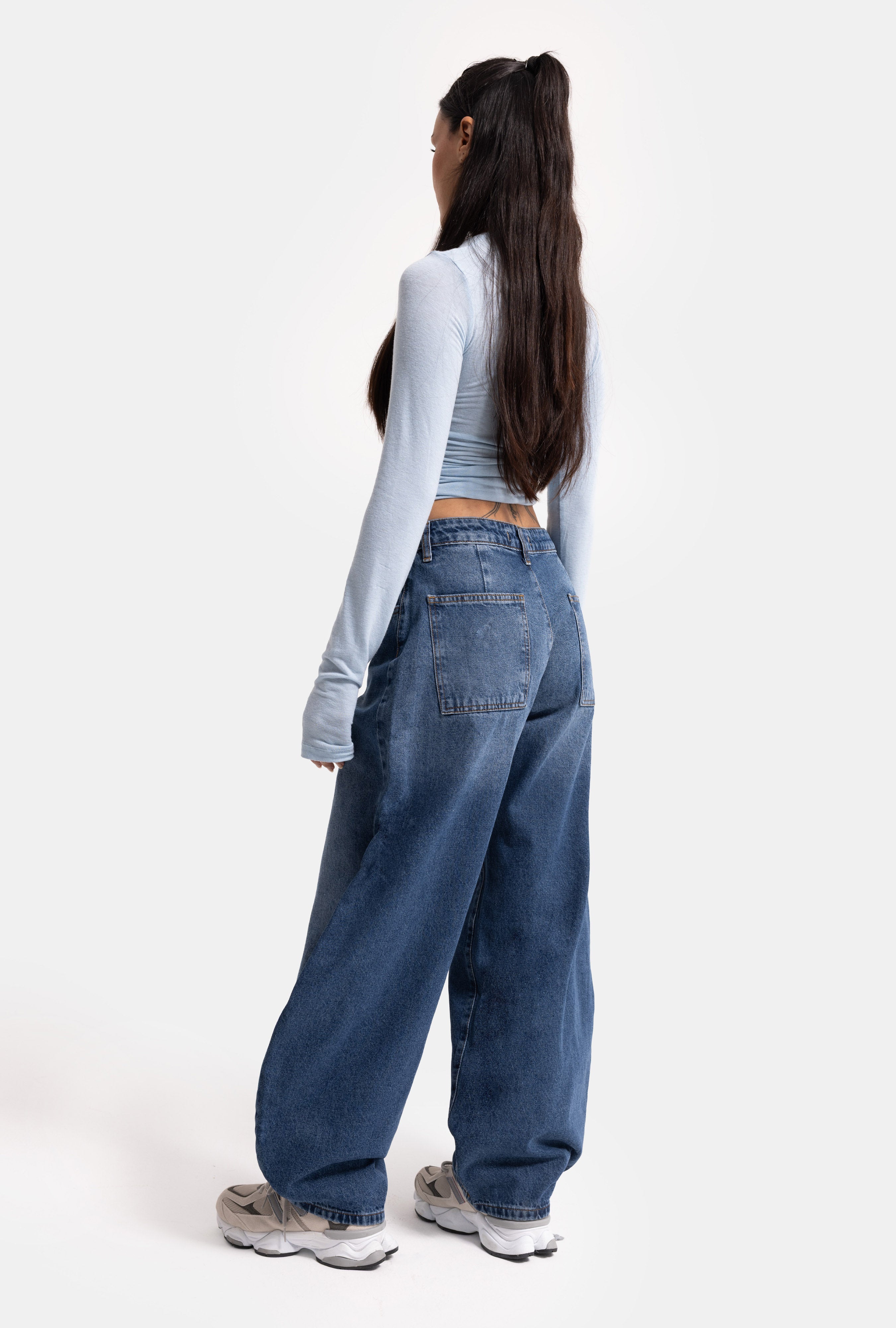 Kadın Koyu Kot 4s6-5 Mega Balon Fit %100 Koton T45 Denim Jean