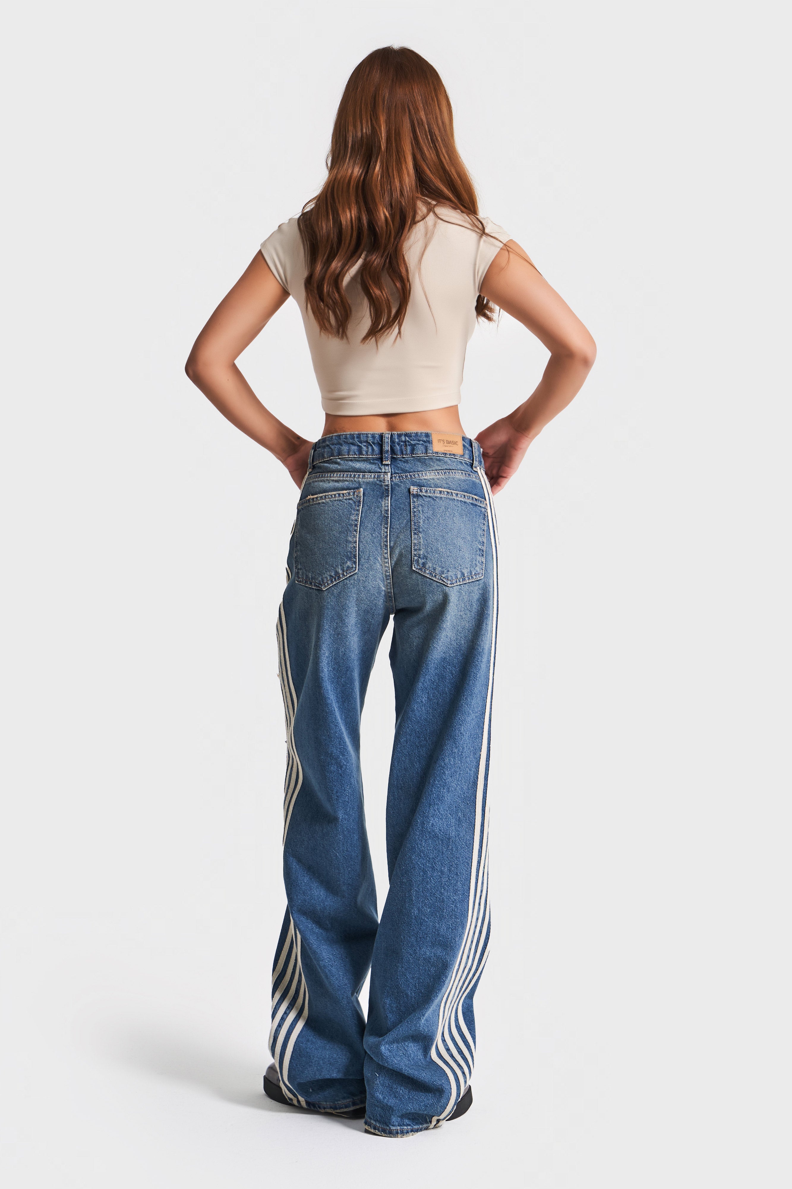 Women's T.Jeans Color 10S5-32 Side Stripe Detail Laser 100% Cotton Design Denim Jeans