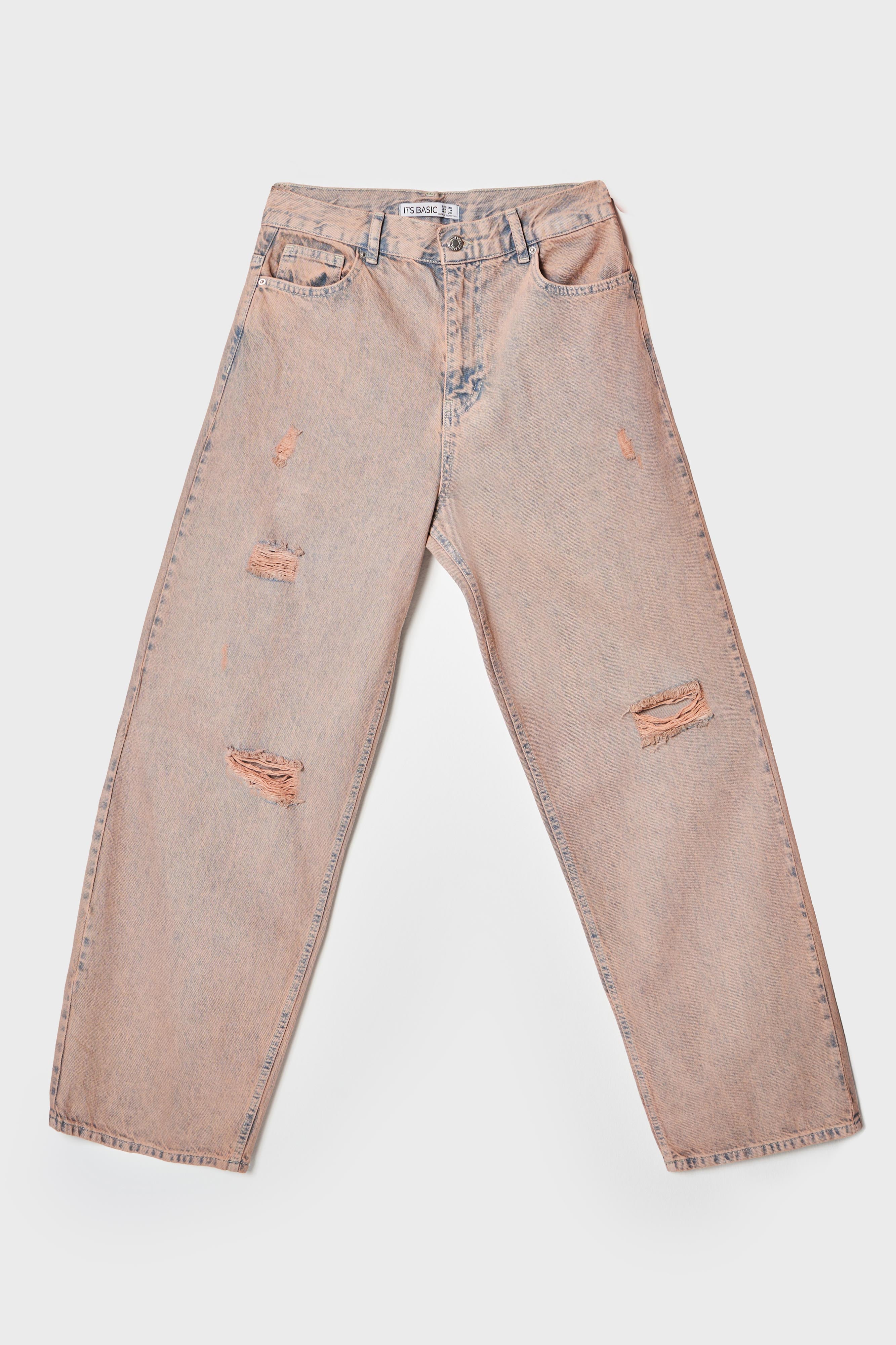Kadın T.Kot Rengi 11S5-102 Loose Midrise Skater Fit Yırtık Detaylı %100 Koton Denim Jean