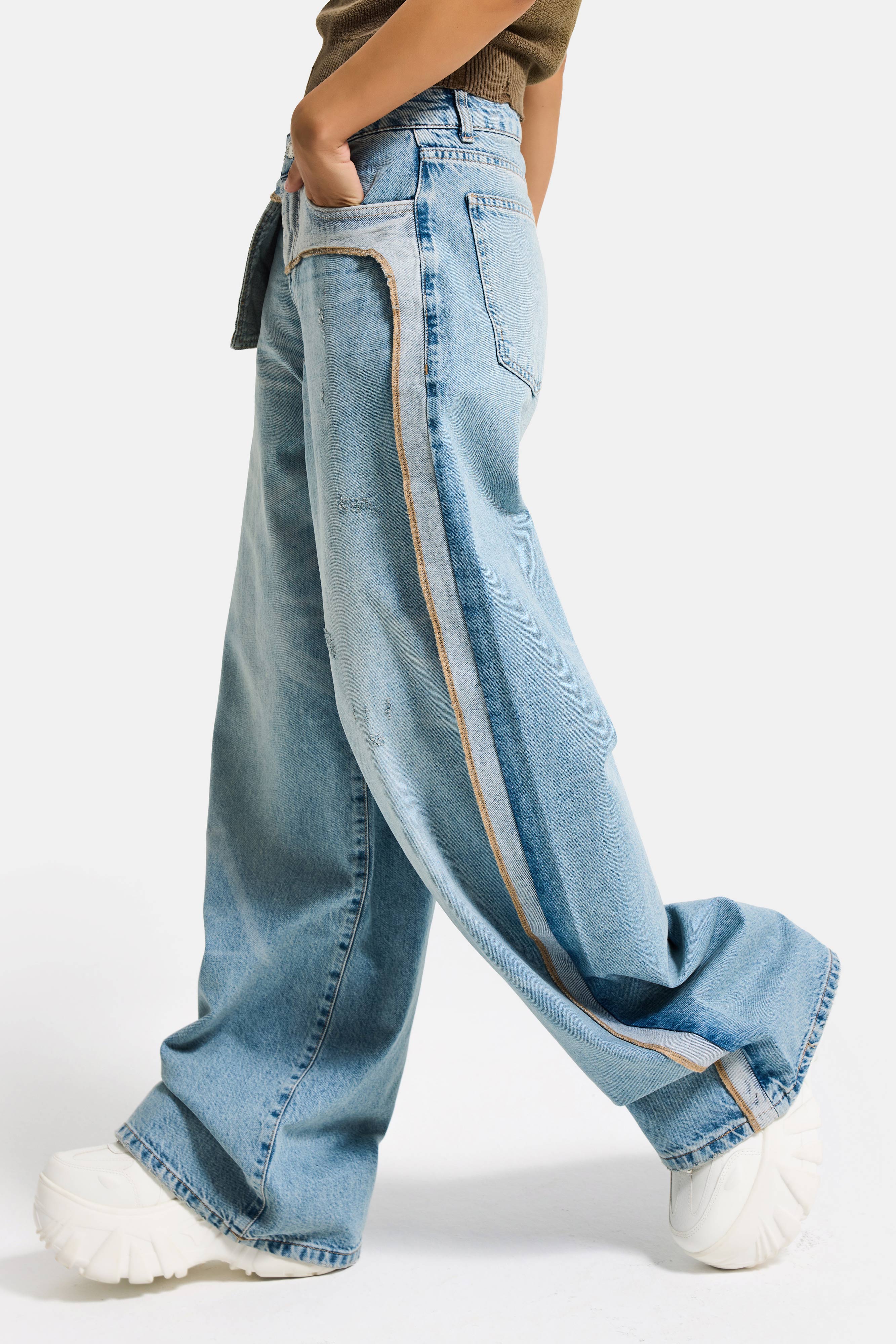 Kadın T.Kot Rengi 12s6-32 Süper Baggy Fit Özel Tasarım Denim Jean