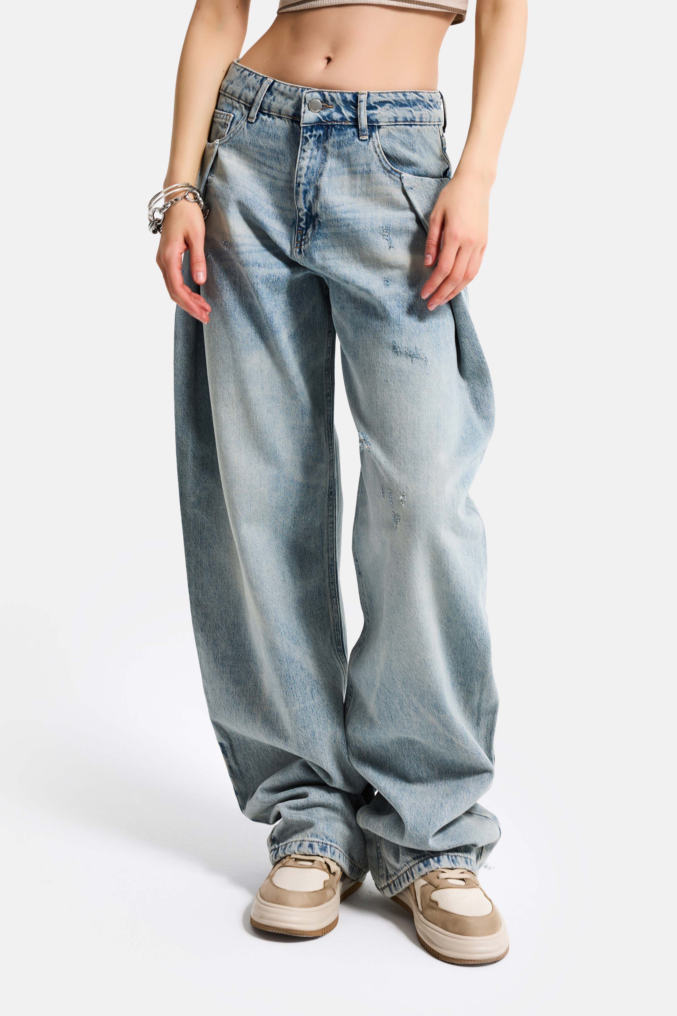 Kadın T.Kot Rengi 12s6-65 Loose Fit Bol Kesim Özel Tasarım Denim Jean