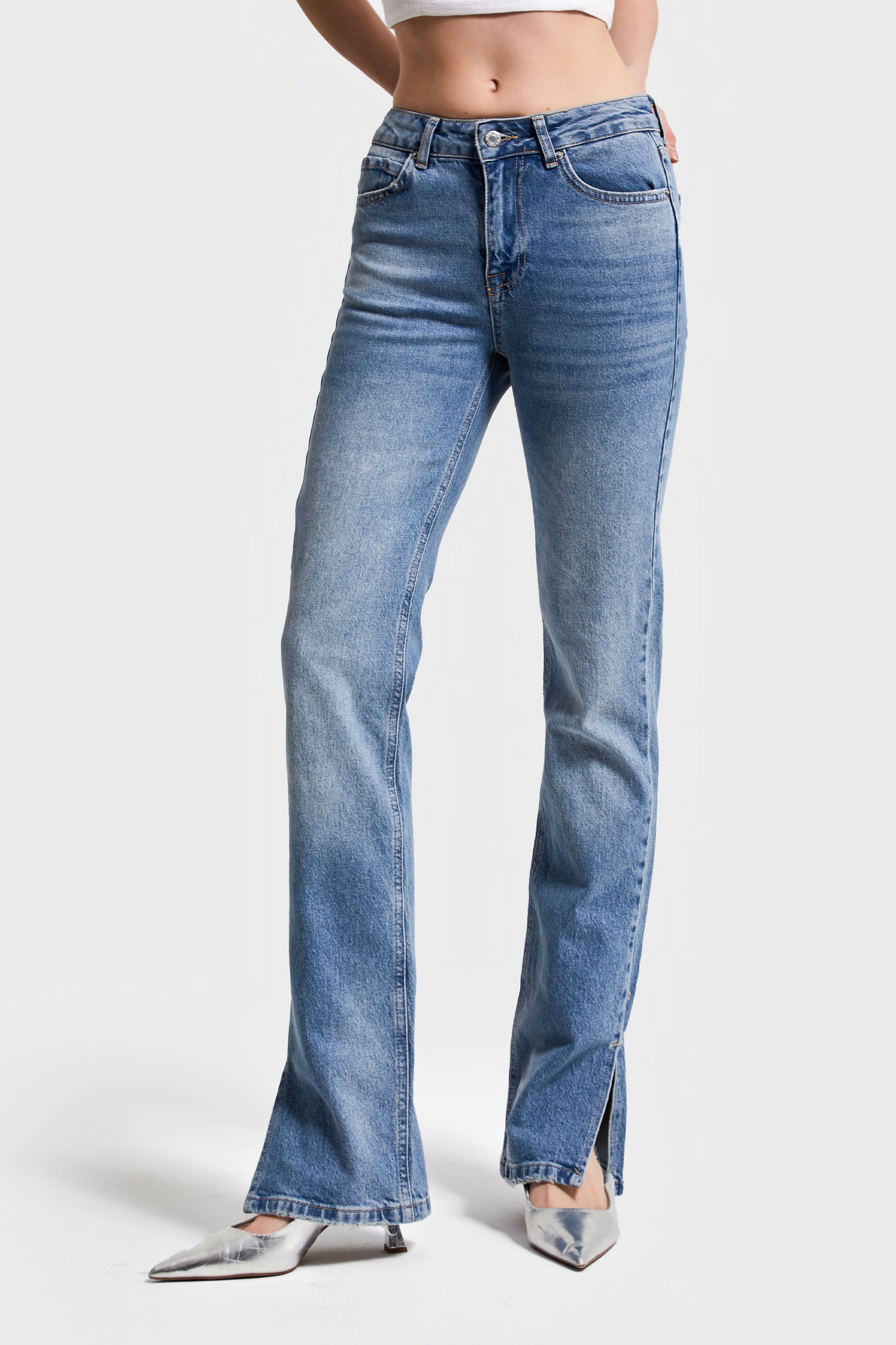 Women's T.Jeans Color 2S5-3 Slim Flare Fit Lycra Leg Slit Denim