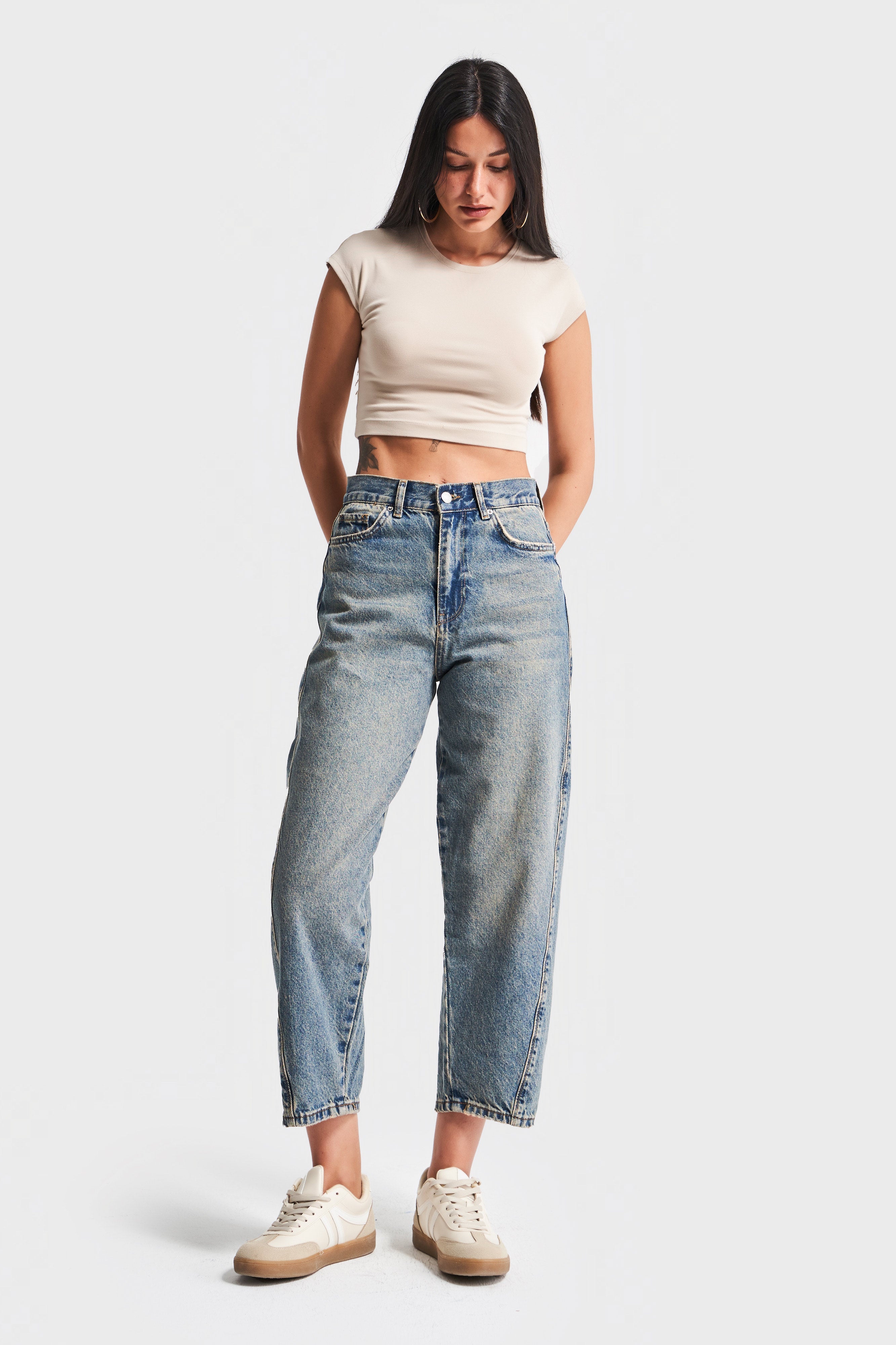 Kadın T.Kot Rengi 2s5-65 Carrot Fit Rahat Kesim %100 Koton  Denim Jean