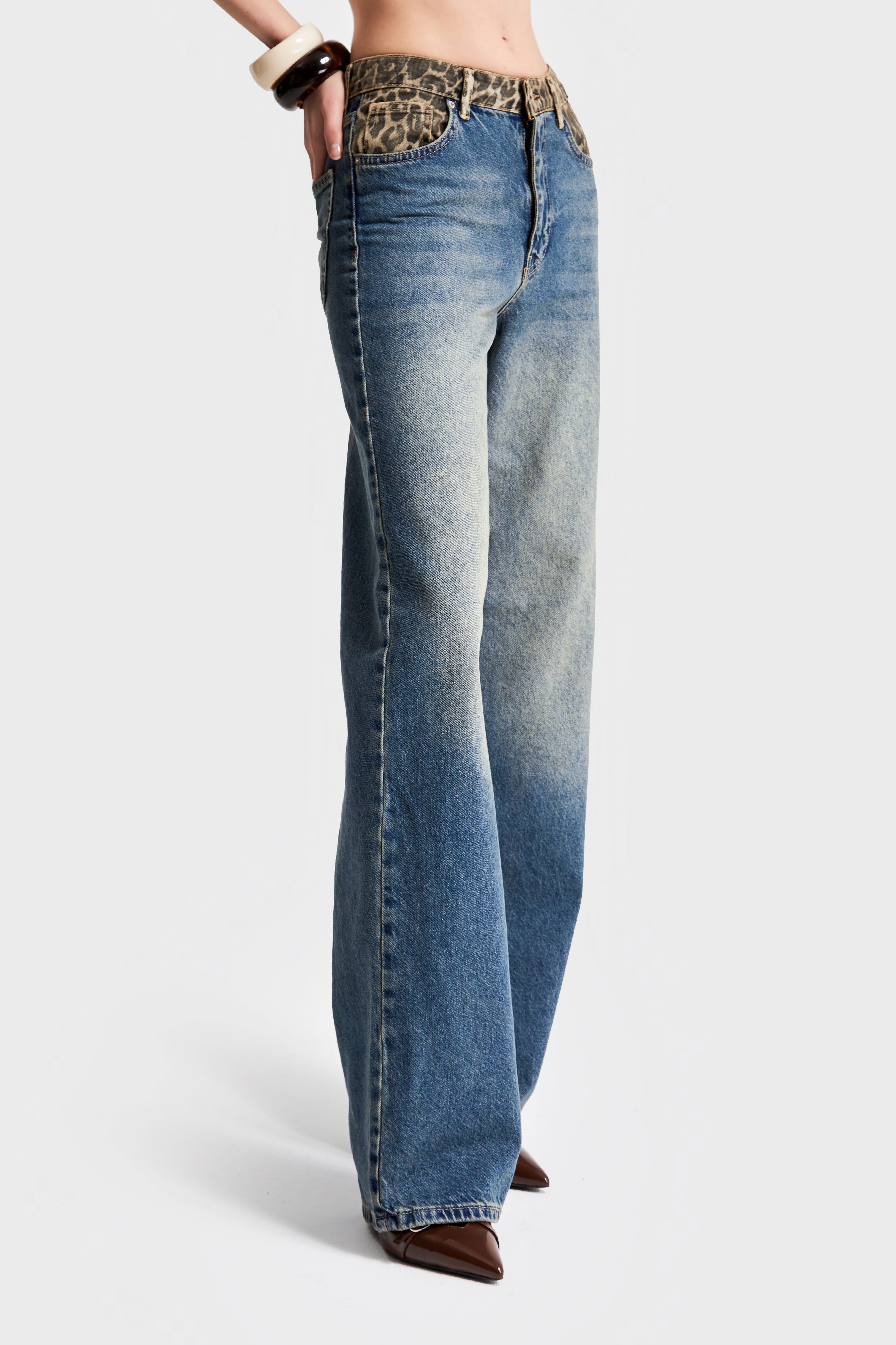 Women's T.Jeans Color 2S5-65 Midrise Wideleg Leopard Patterned Denim