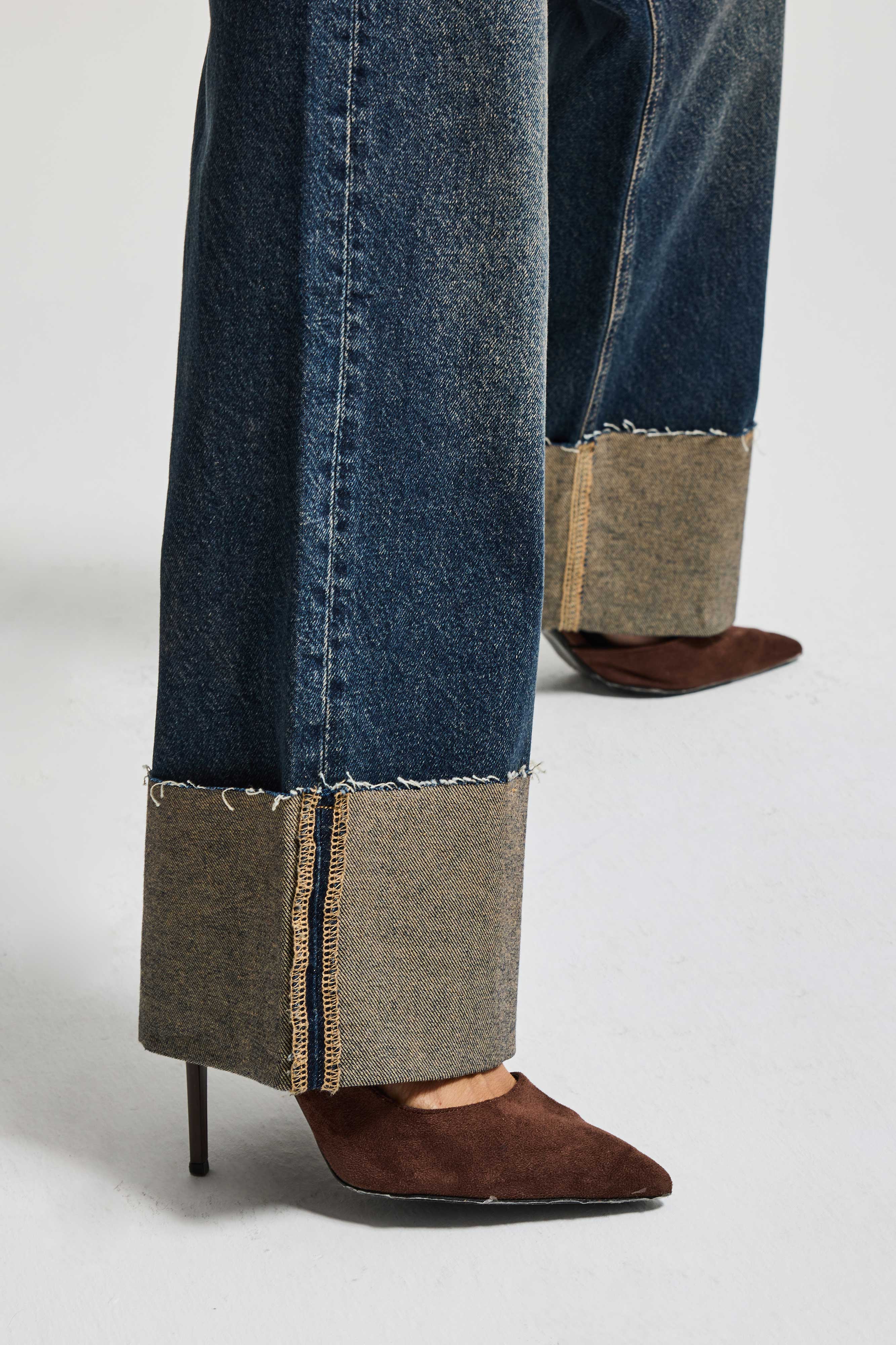 Kadın T.Kot Rengi 2s6-8 Straight Fit Yüksek Bel Paça Detaylı Denim Jean