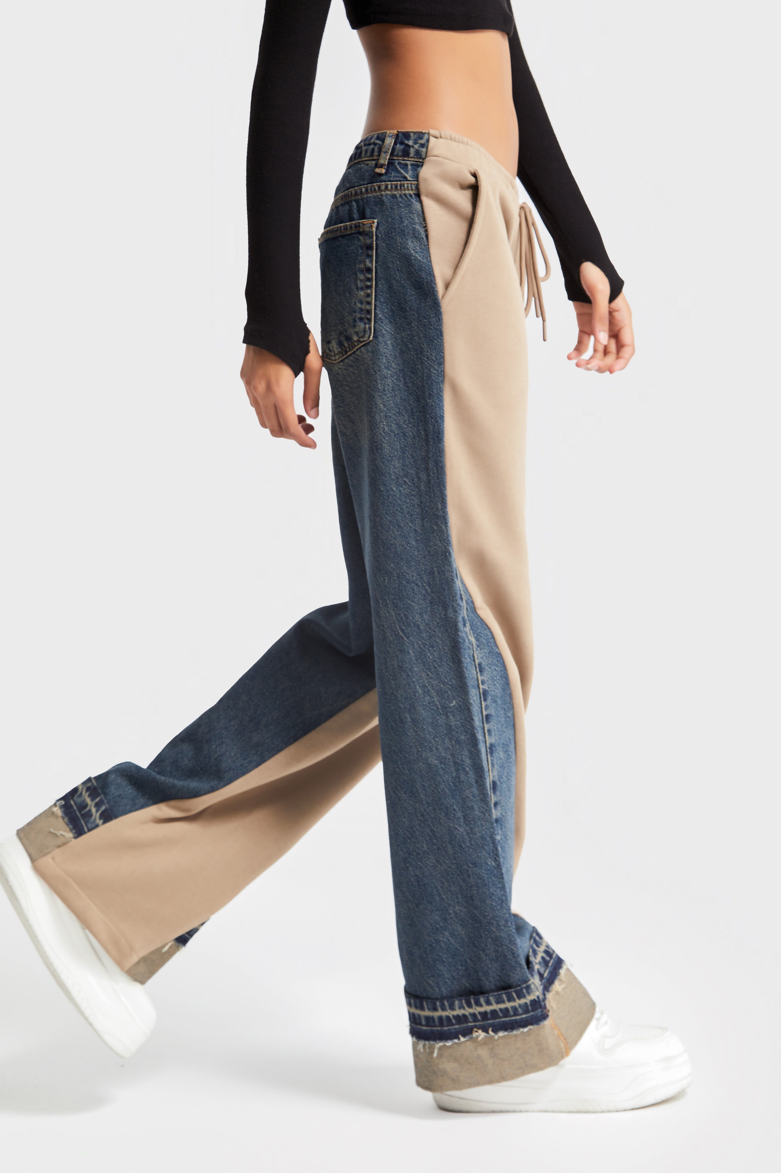 Women's T.Jeans Color 2w48 Knitted Denim Piece Loose Fit Design Trousers