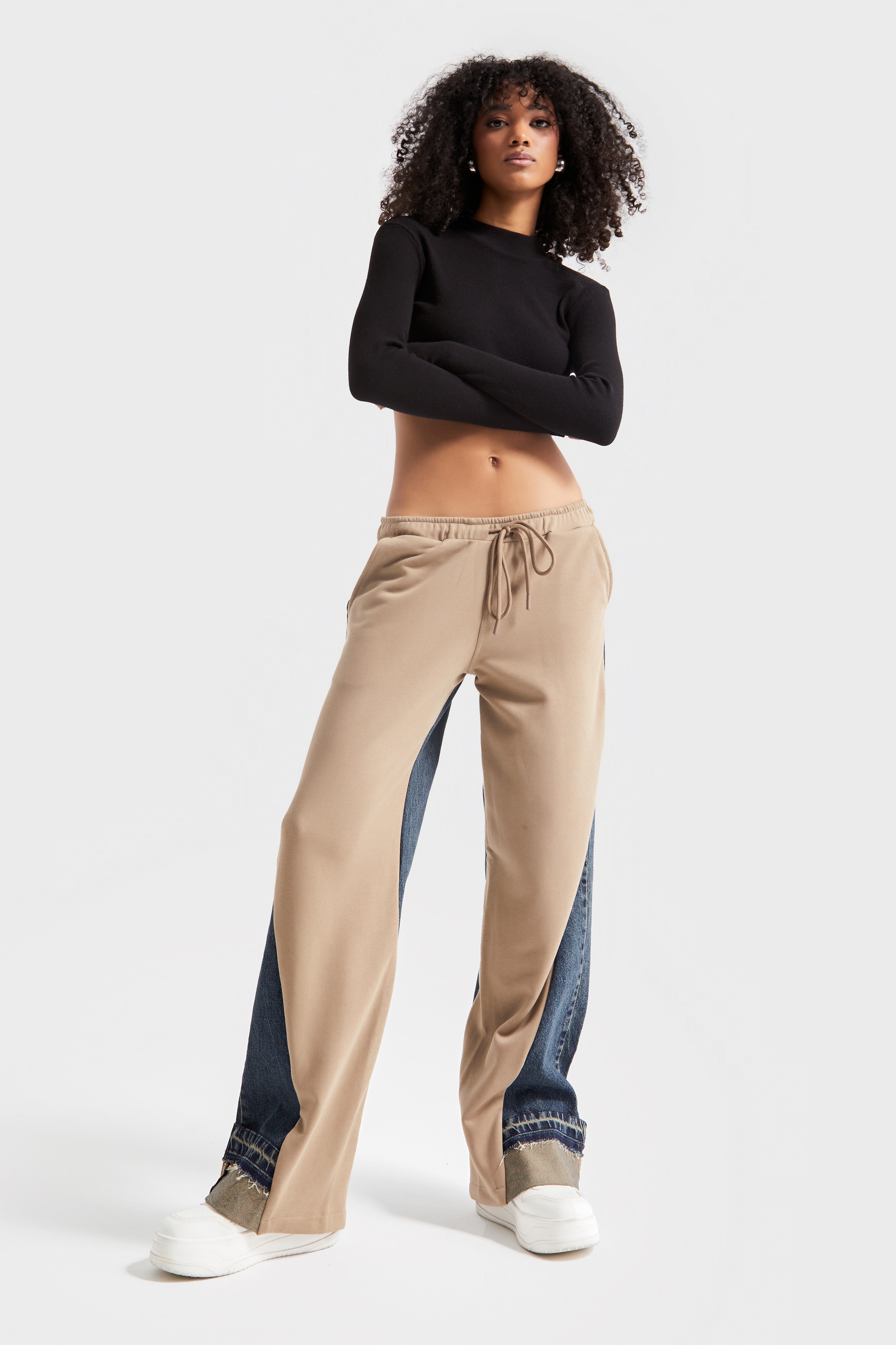 Women's T.Jeans Color 2w48 Knitted Denim Piece Loose Fit Design Trousers