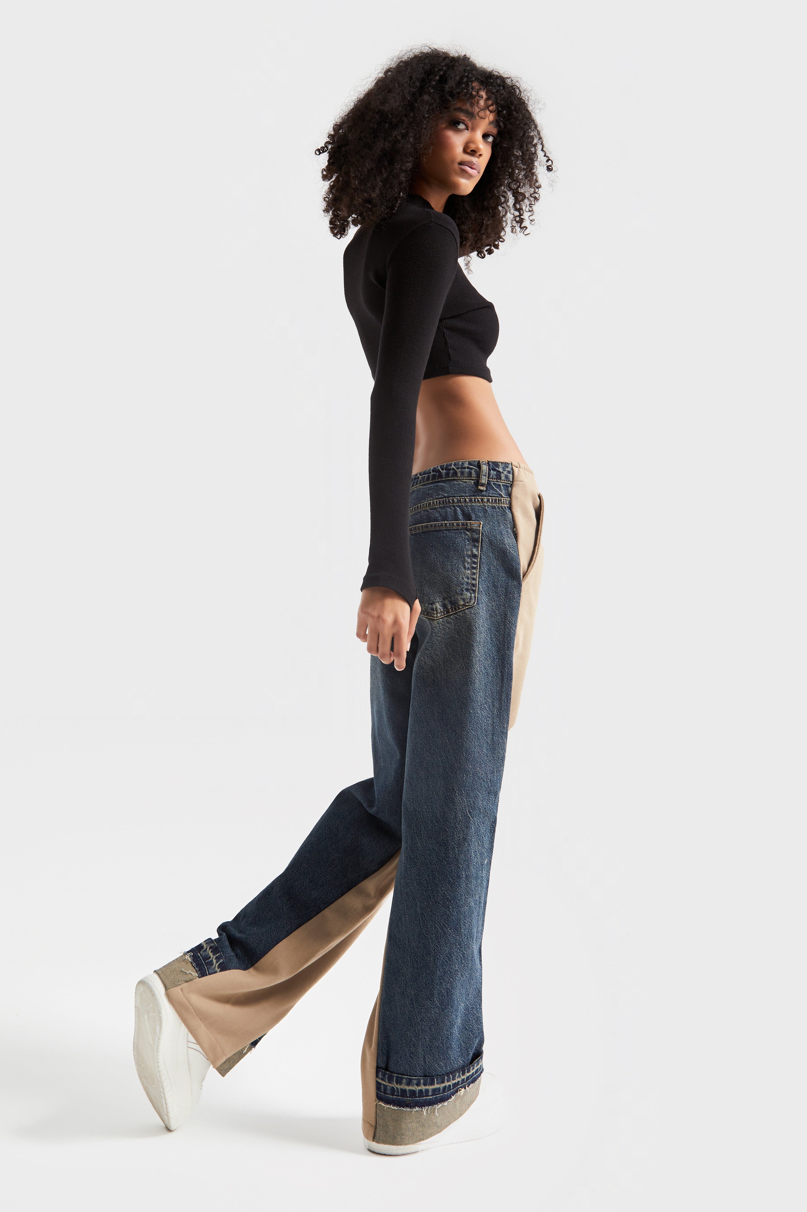 Women's T.Jeans Color 2w48 Knitted Denim Piece Loose Fit Design Trousers