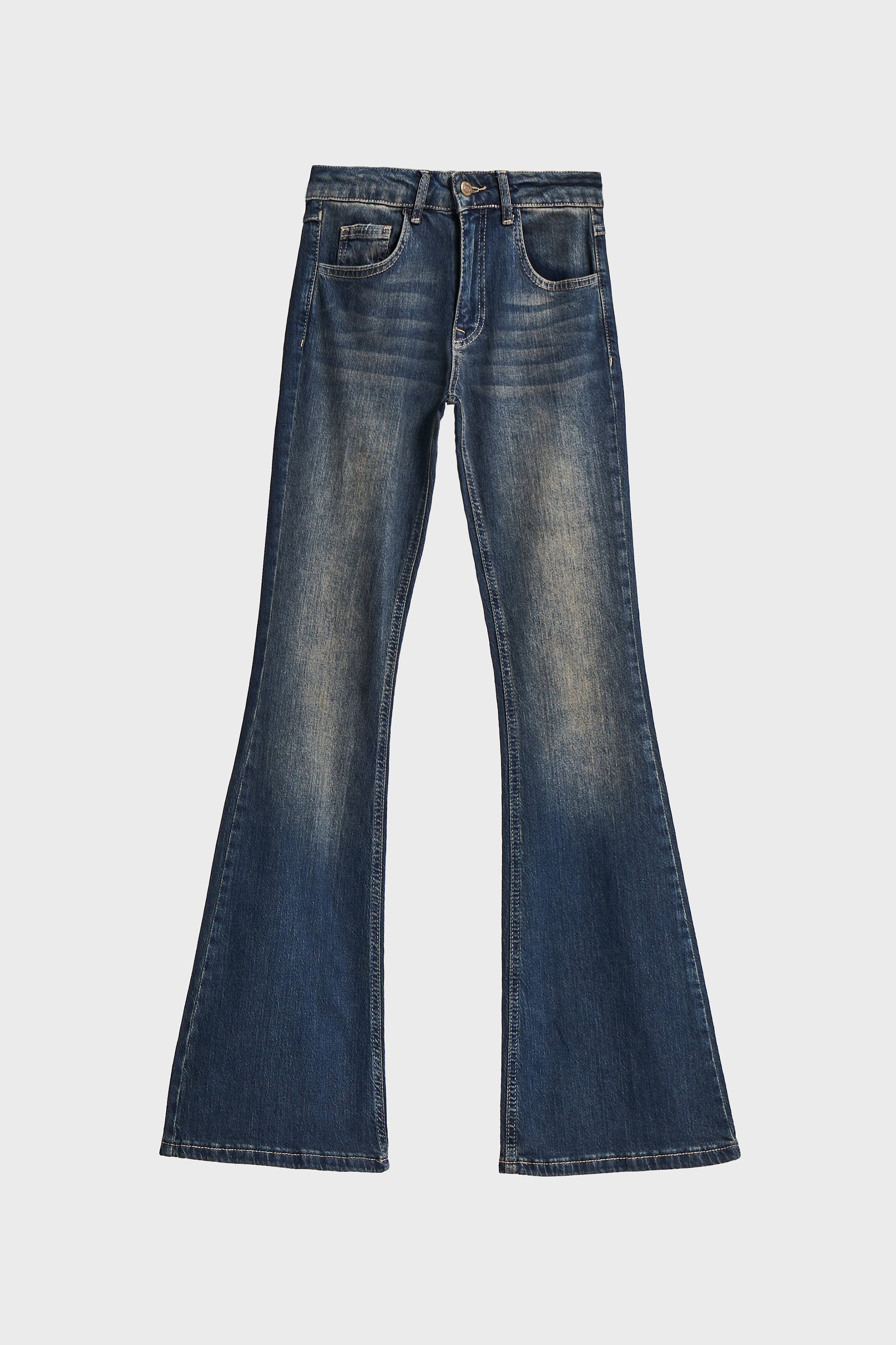 Kadın T.Kot Rengi 2w5-8 Mid Rise Flare Fit İç Boy 83cm Esnek Kumaş Denim Jean