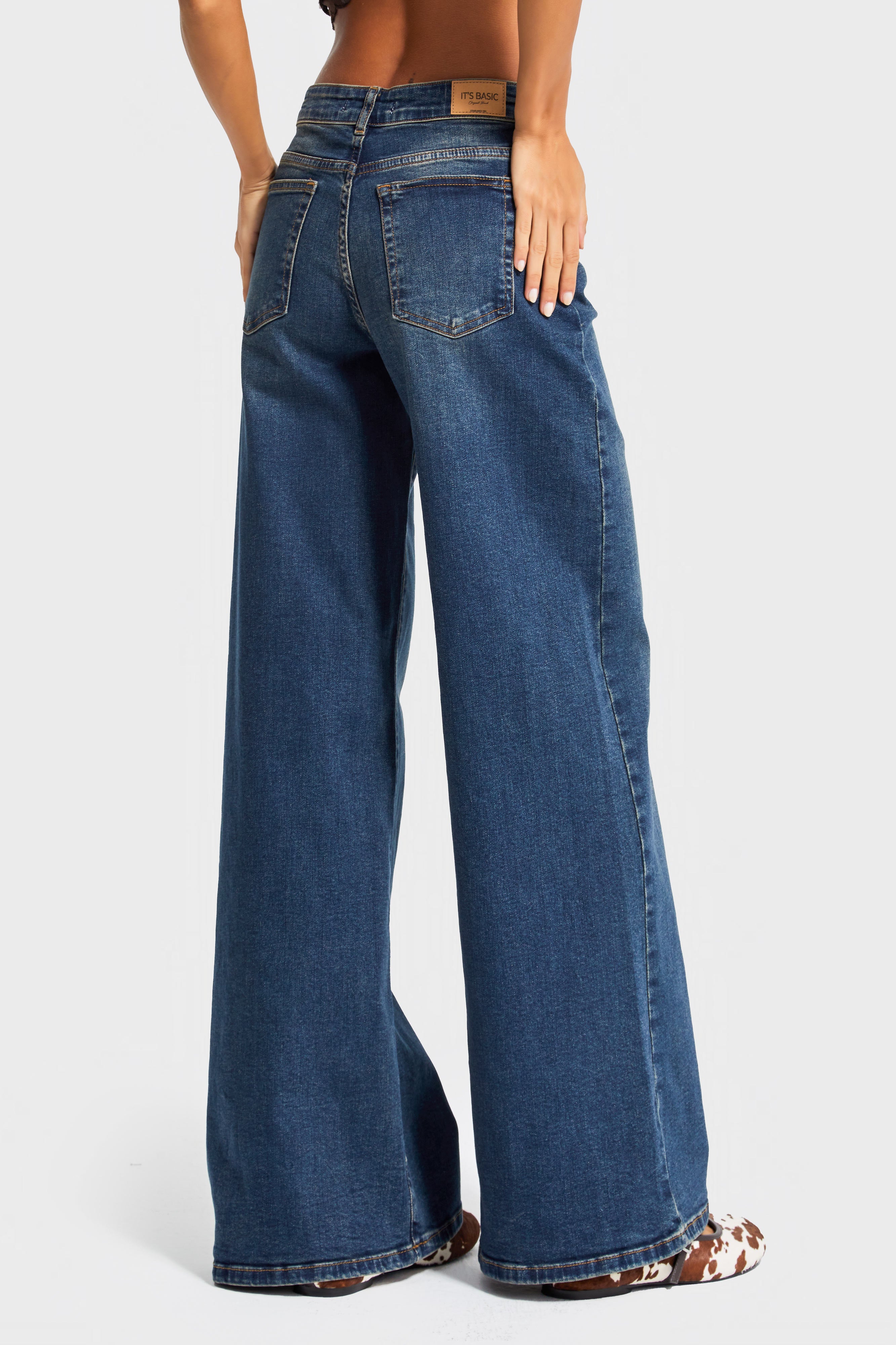 Kadın T.Kot Rengi 2w5-8 Palazzo Fit Likralı Kumaş İç Boy 80cm Denim Jean