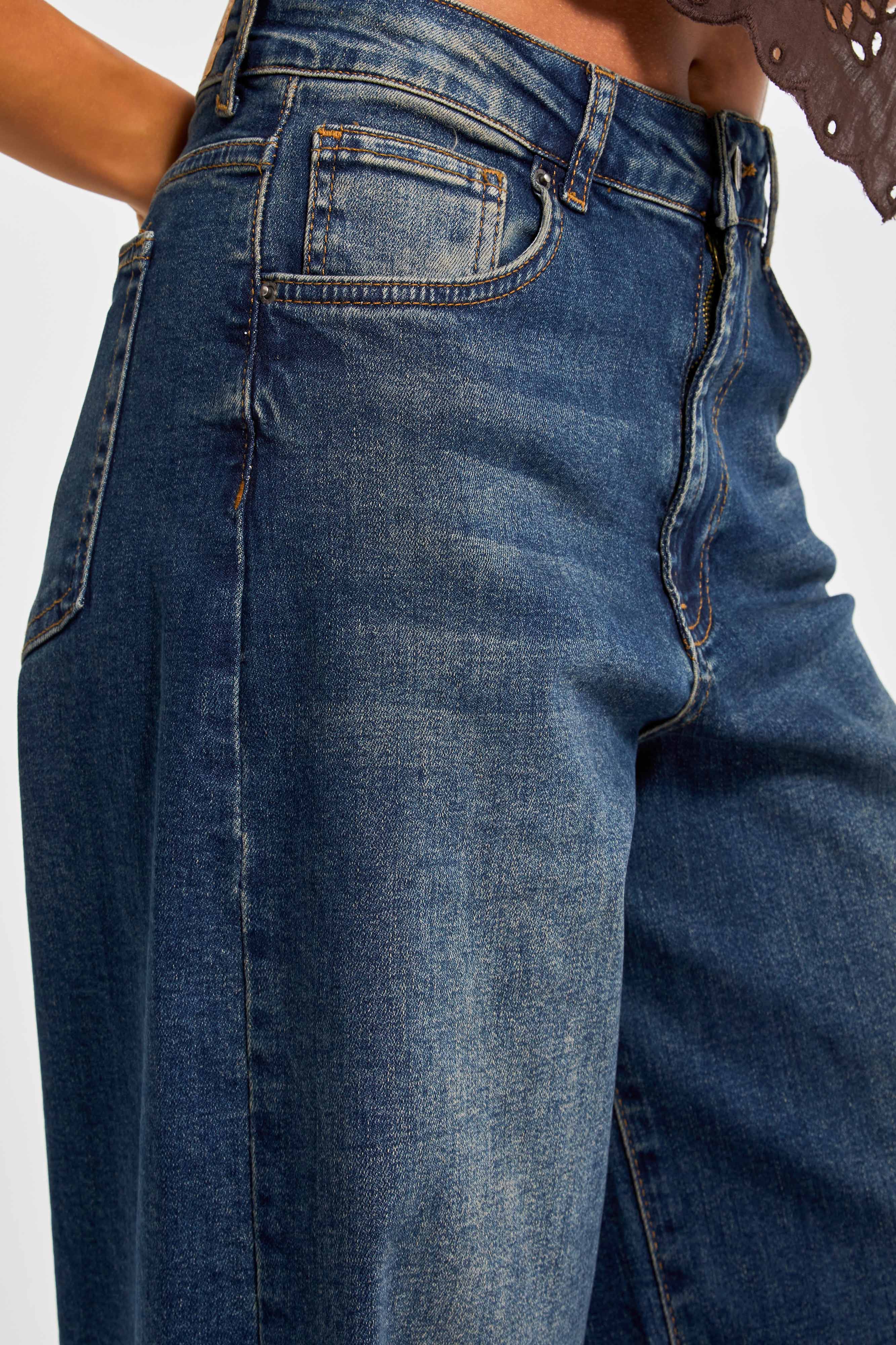 Kadın T.Kot Rengi 2w5-8 Palazzo Fit Likralı Kumaş İç Boy 80cm Denim Jean