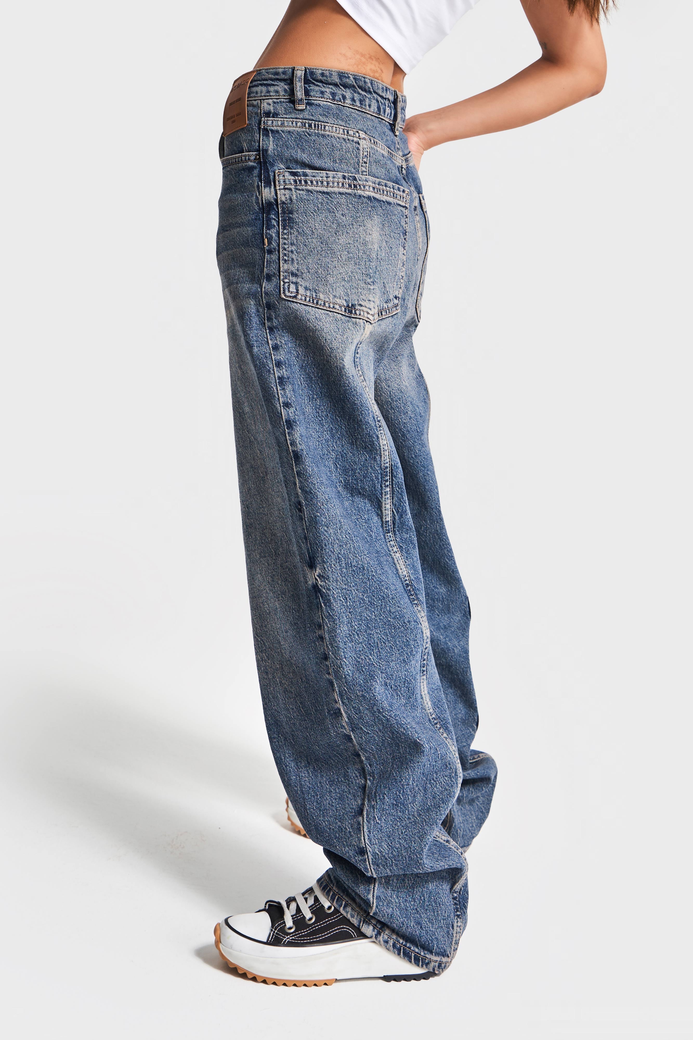 Kadın T.Kot Rengi 2w5-8 Skater Fit İç Boy 83cm Bol Kesim %100 Koton Denim Jean