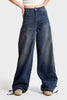 Женские джинсы T.Jeans, цвет 2w5-8, прямой крой палаццо, со шнуровкой, очень свободный крой, 100% хлопок, деним