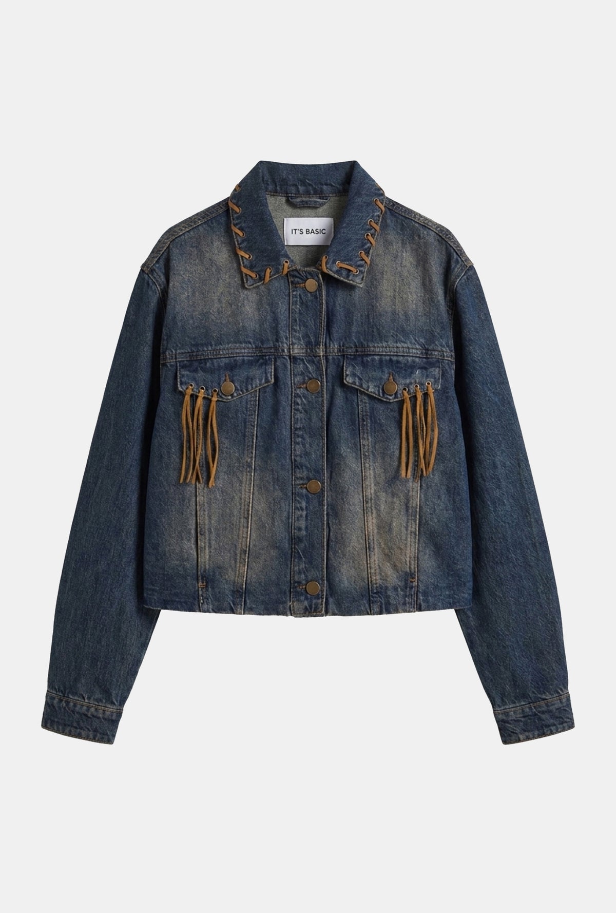 Kadın T.Kot Rengi 2w6-8 Kemer Boy Süet Detaylı Tasarım Denim Ceket