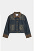 Kadın T.Kot Rengi 2w6-8 Oversize Kemer Boy Leopar Detaylı Tasarım Denim Ceket