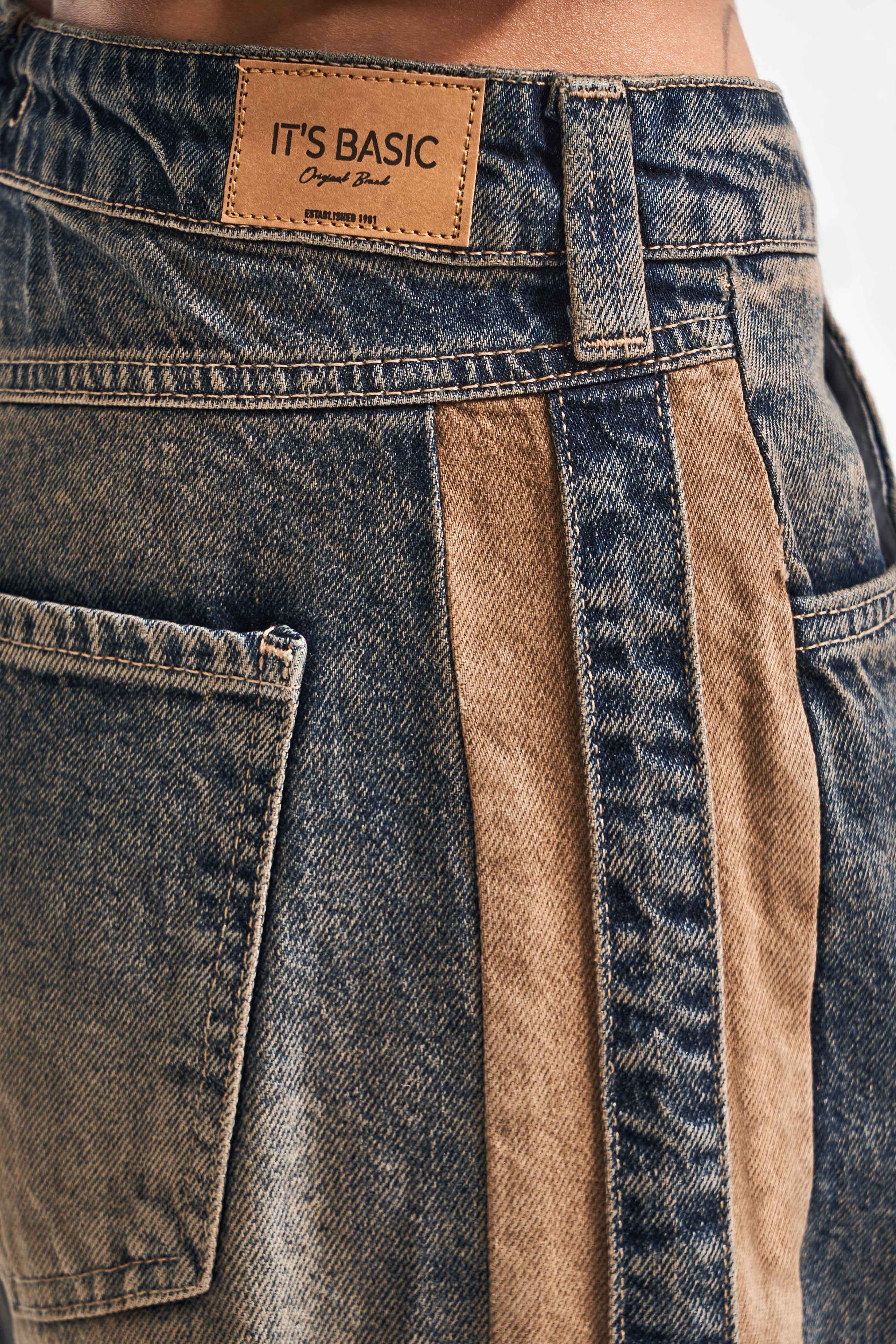 Kadın T.Kot Rengi 35w5-85 Straight Baggy Fit Bol Kesim Tasarım Denim Jean