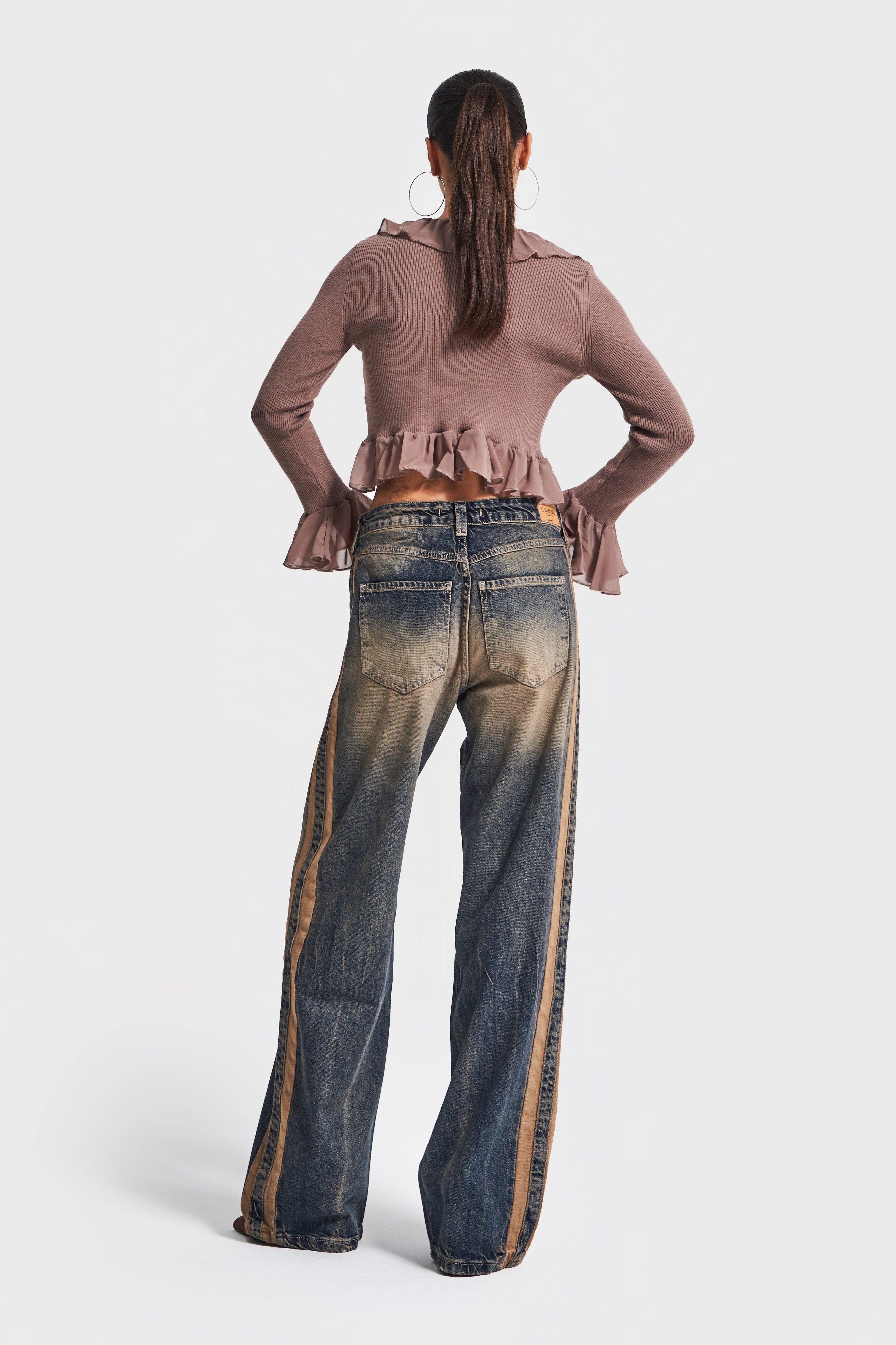 Kadın T.Kot Rengi 35w5-85 Straight Baggy Fit Bol Kesim Tasarım Denim Jean