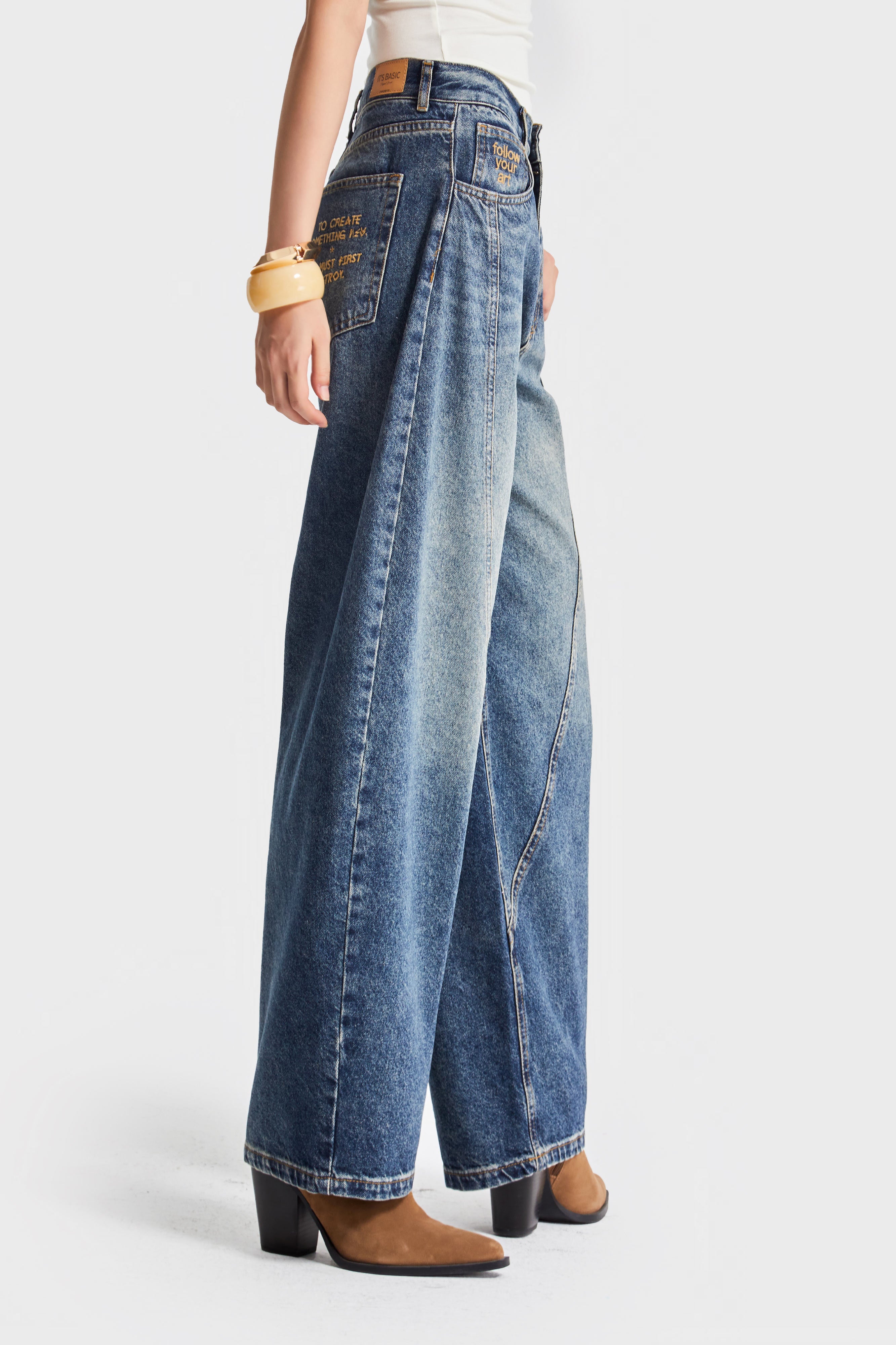 Kadın T.Kot Rengi 35w5 Balon Baggy Fit İç Boy 83cm %100 Koton Denim Jean