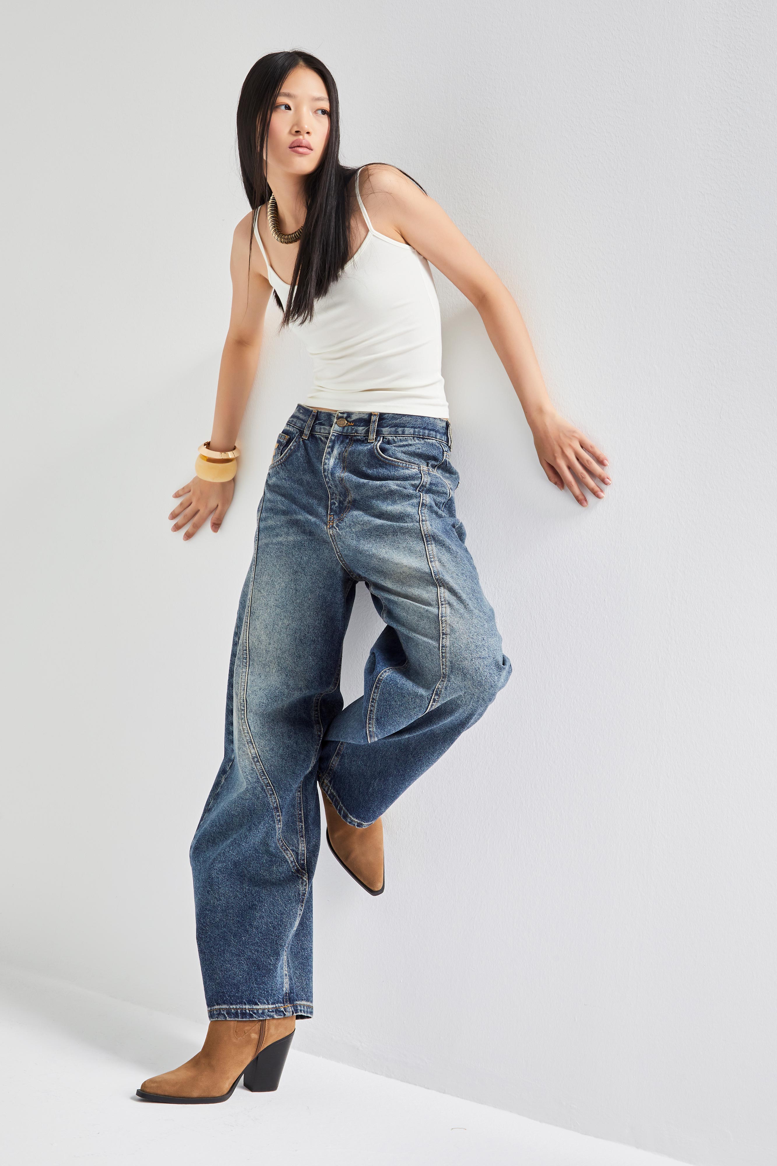 Kadın T.Kot Rengi 35w5 Balon Baggy Fit İç Boy 83cm %100 Koton Denim Jean