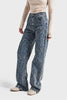 Women's T.Kot 3w5-32 Straight Fit High Waist Embroidered Fabric Design Denim Jeans