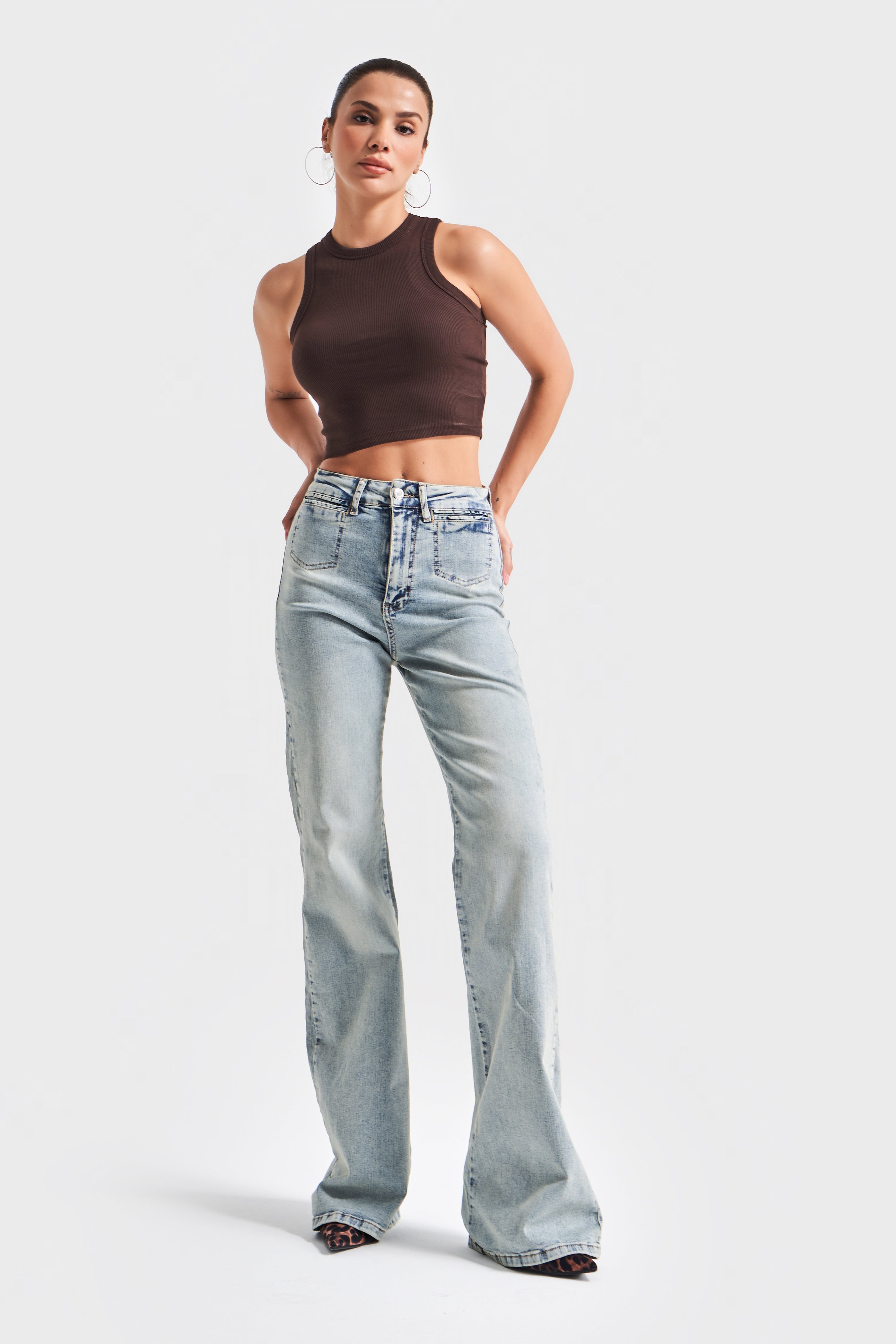 Kadın T.Kot Rengi 4s5-32 Flare Fit Esnek Likralı Kumaş İç Boy 83 cm Denim Jean
