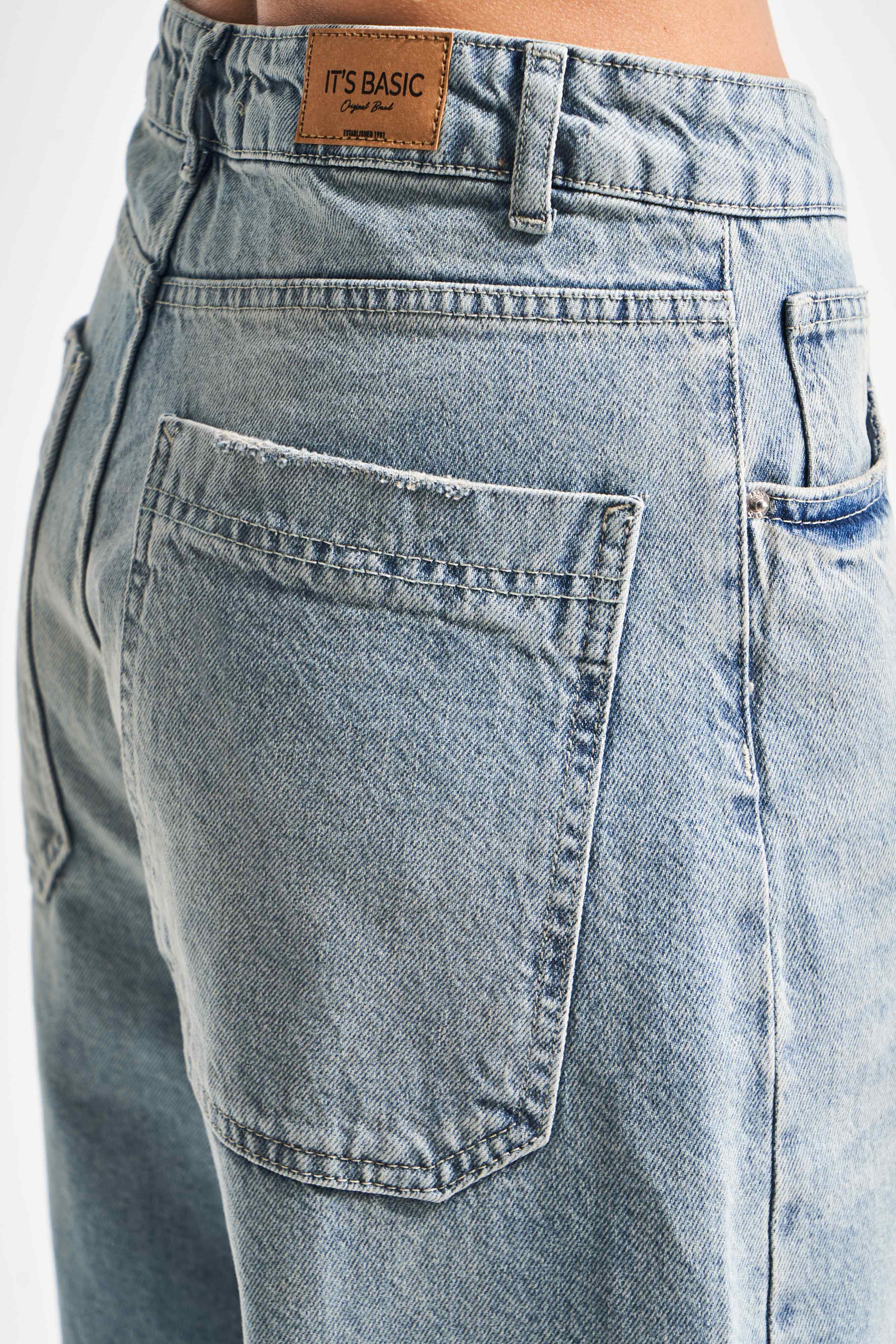 Kadın T.Kot Rengi 4S5-75 Süper Baggy Fit İç Boy 83cm %100 Koton Denim Jean