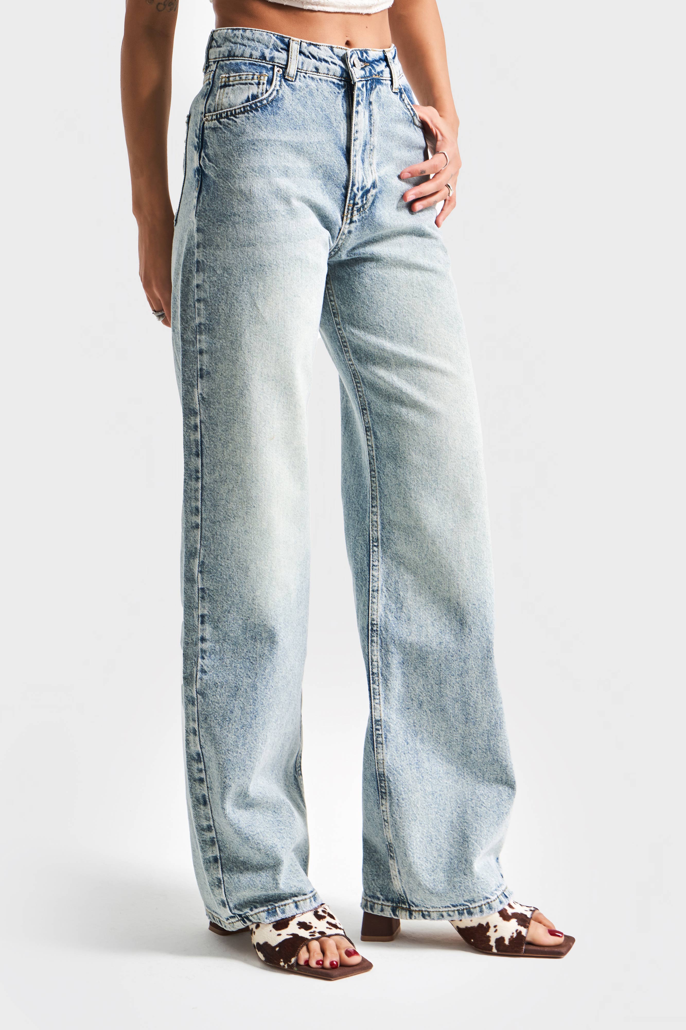 Kadın T.Kot Rengi 4s5-80 Straight Fit Yüksek Bel %100 Koton İç Boy 80cm Denim Jean