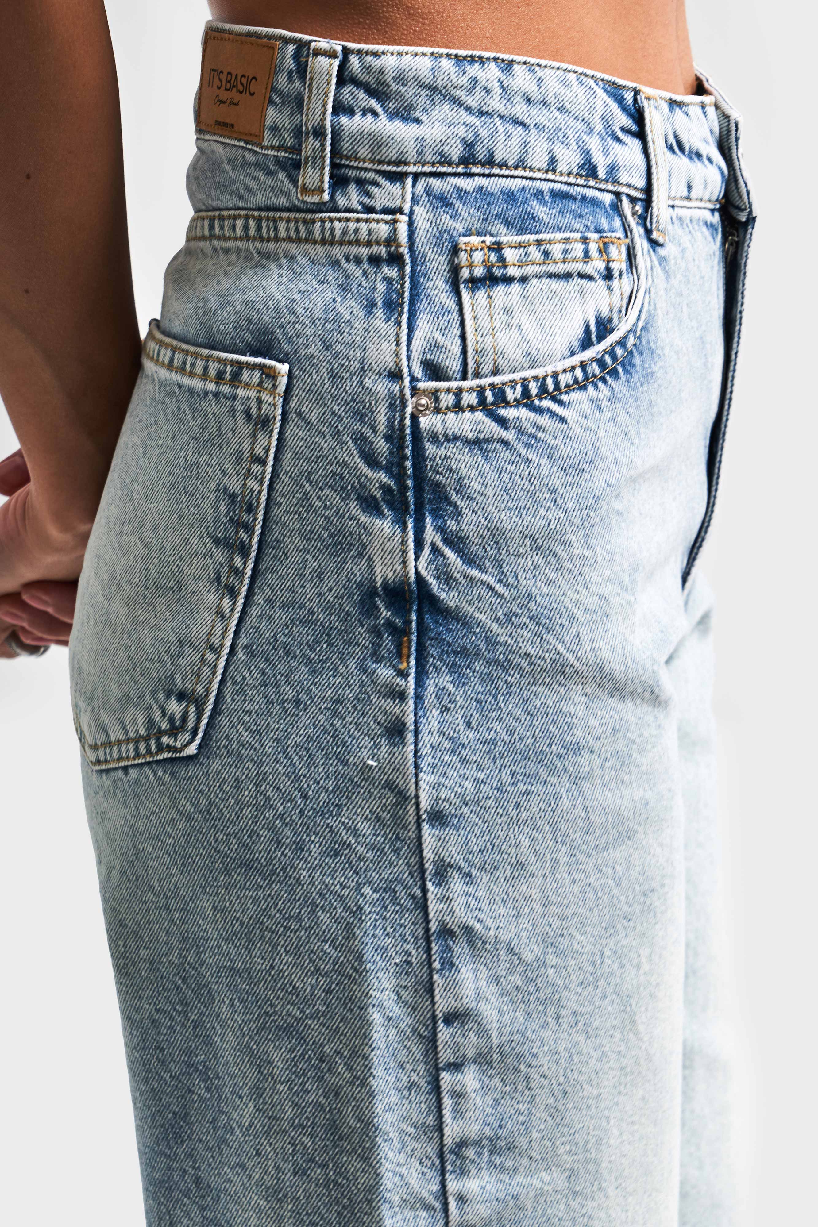 Women's T.Jeans Color 2S5-67 Straight Fit High Waist 100% Cotton Inner Length 80cm Denim Jeans