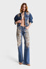 Women's T.Kot Color 4S568 Shiny Stone Design Baggy Flare Fit Denim Jean