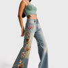 Women's T.Kot Color 4s6-32 Flare Fit Elastane Fabric Special Embroidery Detailed Design Denim Jeans