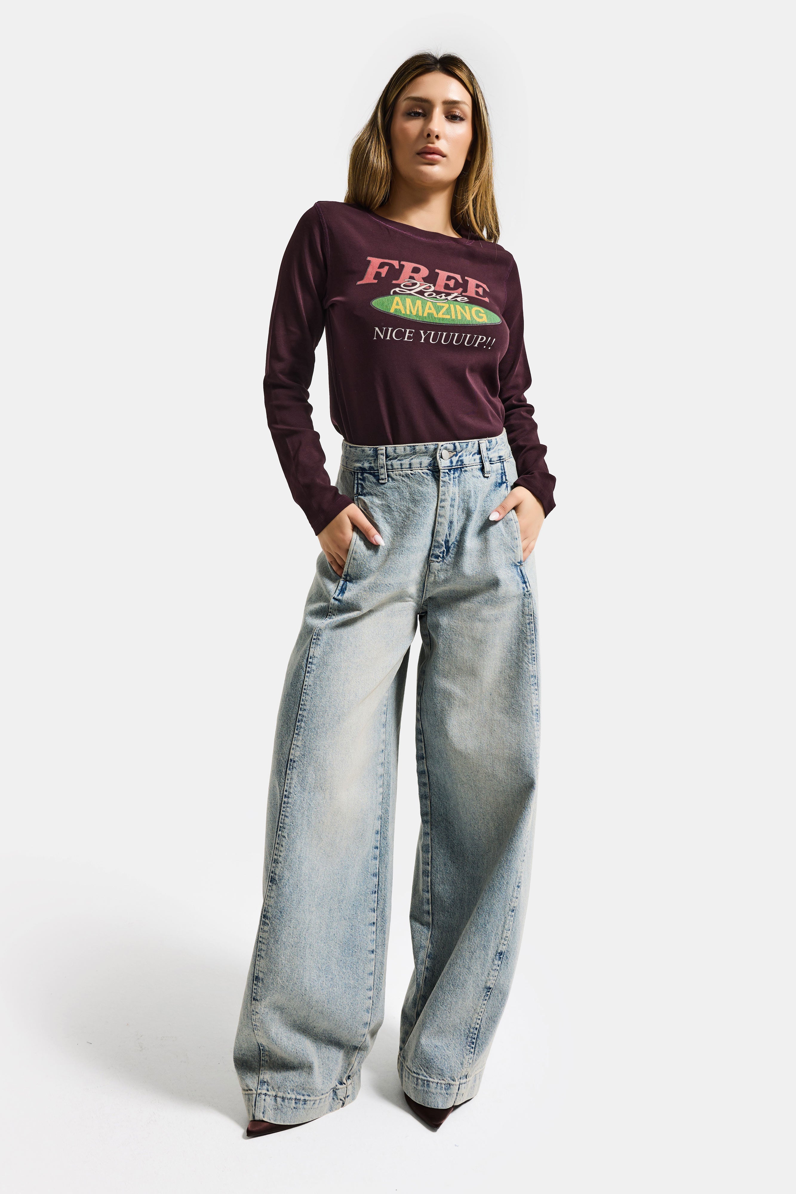 Kadın T.Kot Rengi 4s6-65 Süper Palazzo Fit Yandan Cepli Denim Jean