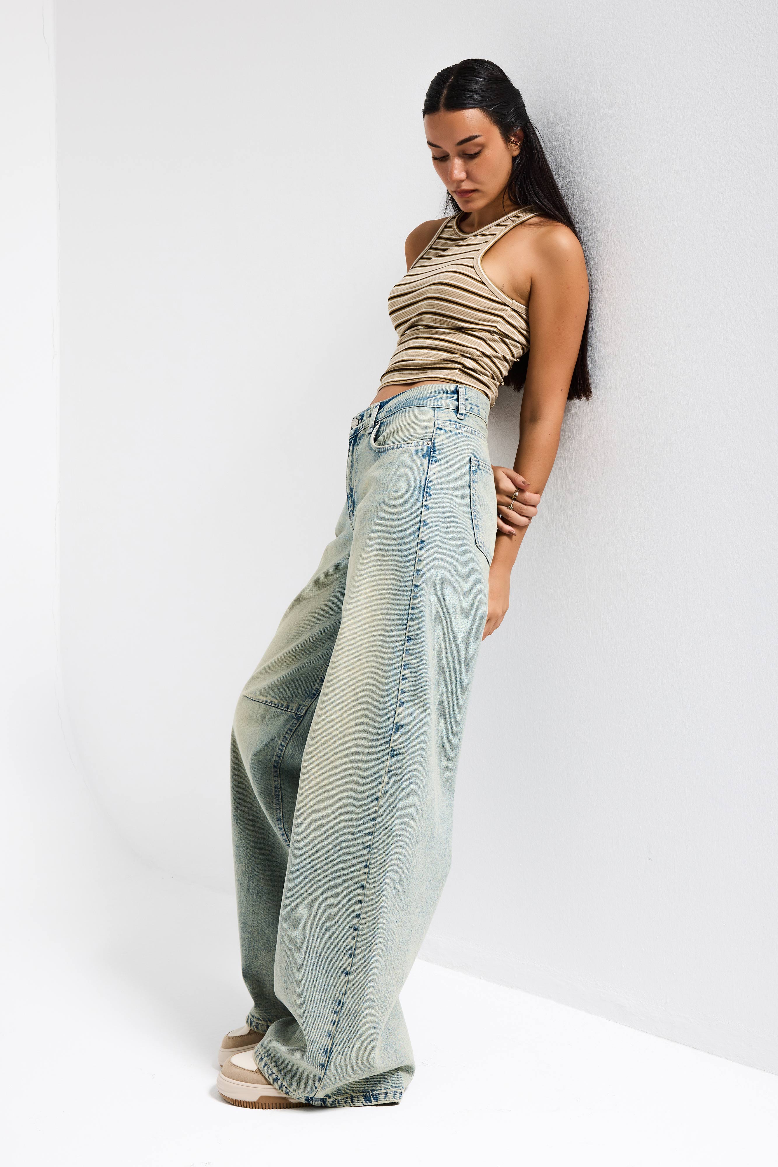 Kadın T.Kot Rengi 4s6-67 Wide Leg Loose Fit %100 Koton Denim Jean