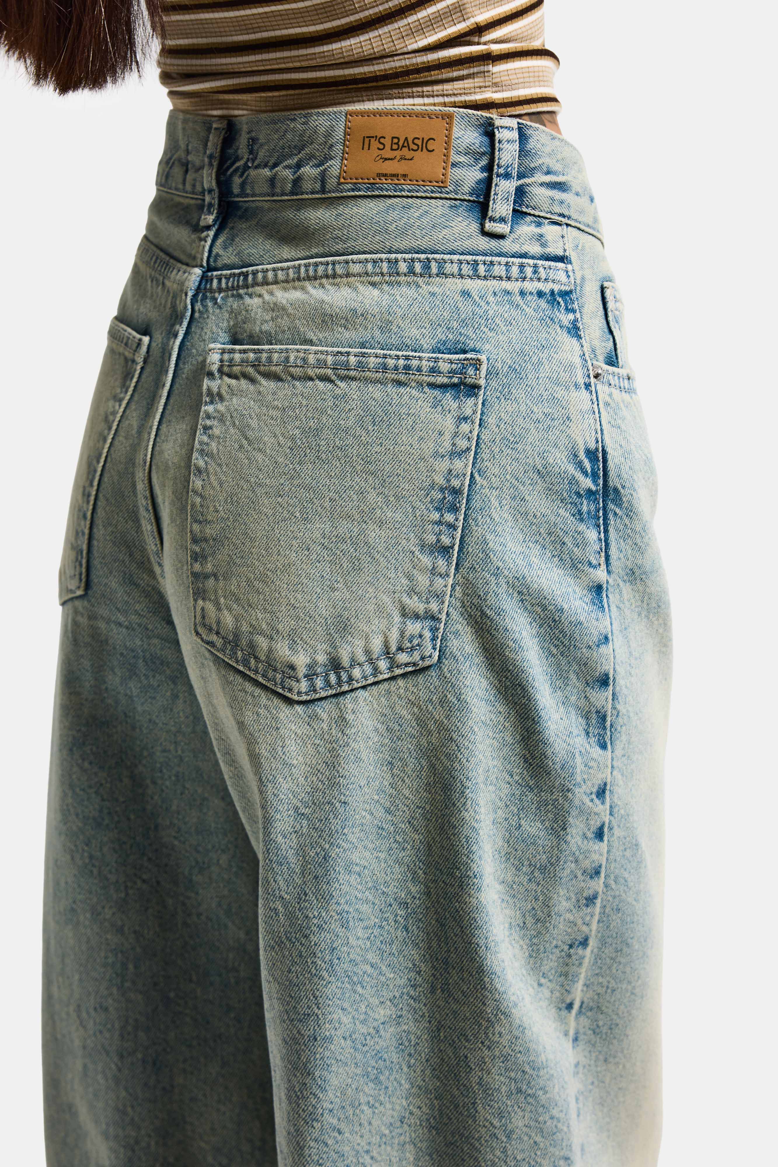 Kadın T.Kot Rengi 4s6-67 Wide Leg Loose Fit %100 Koton Denim Jean