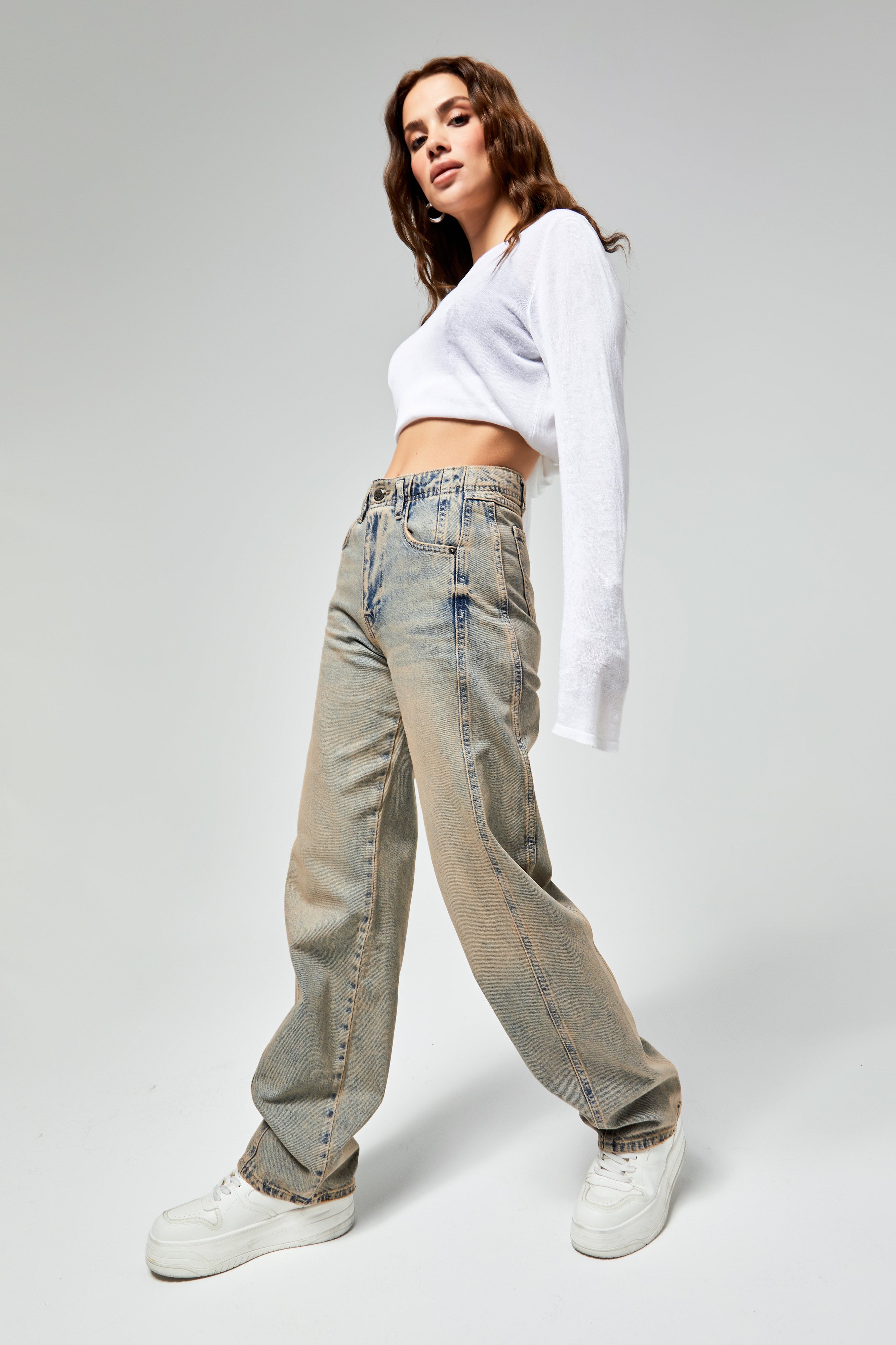 Women's T.Jeans Color 4w465 Highrise Straight Fit 100% Cotton Denim